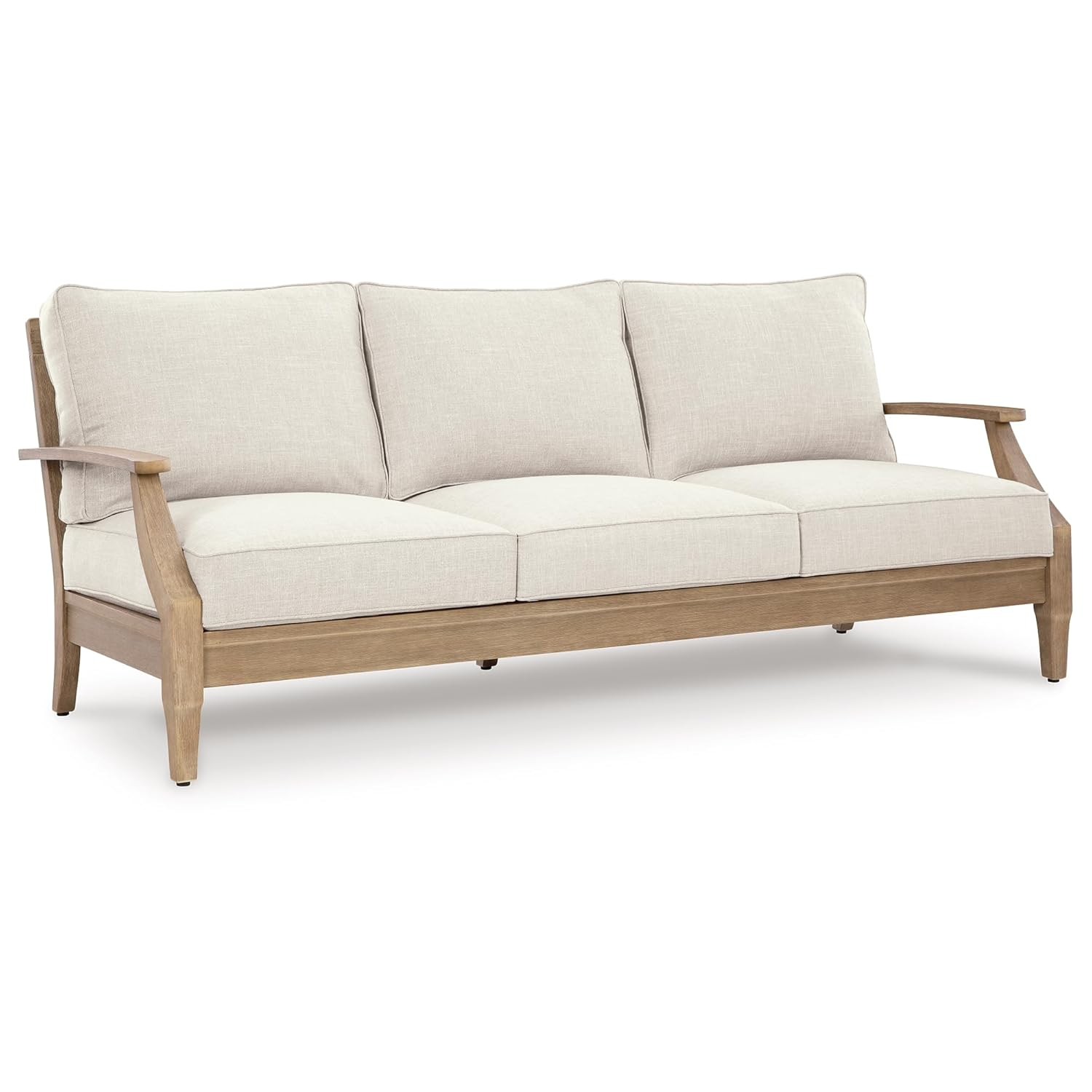 Signature Design by Ashley Carter Hall Outdoor Eucalyptus Patio Sofa in Beige