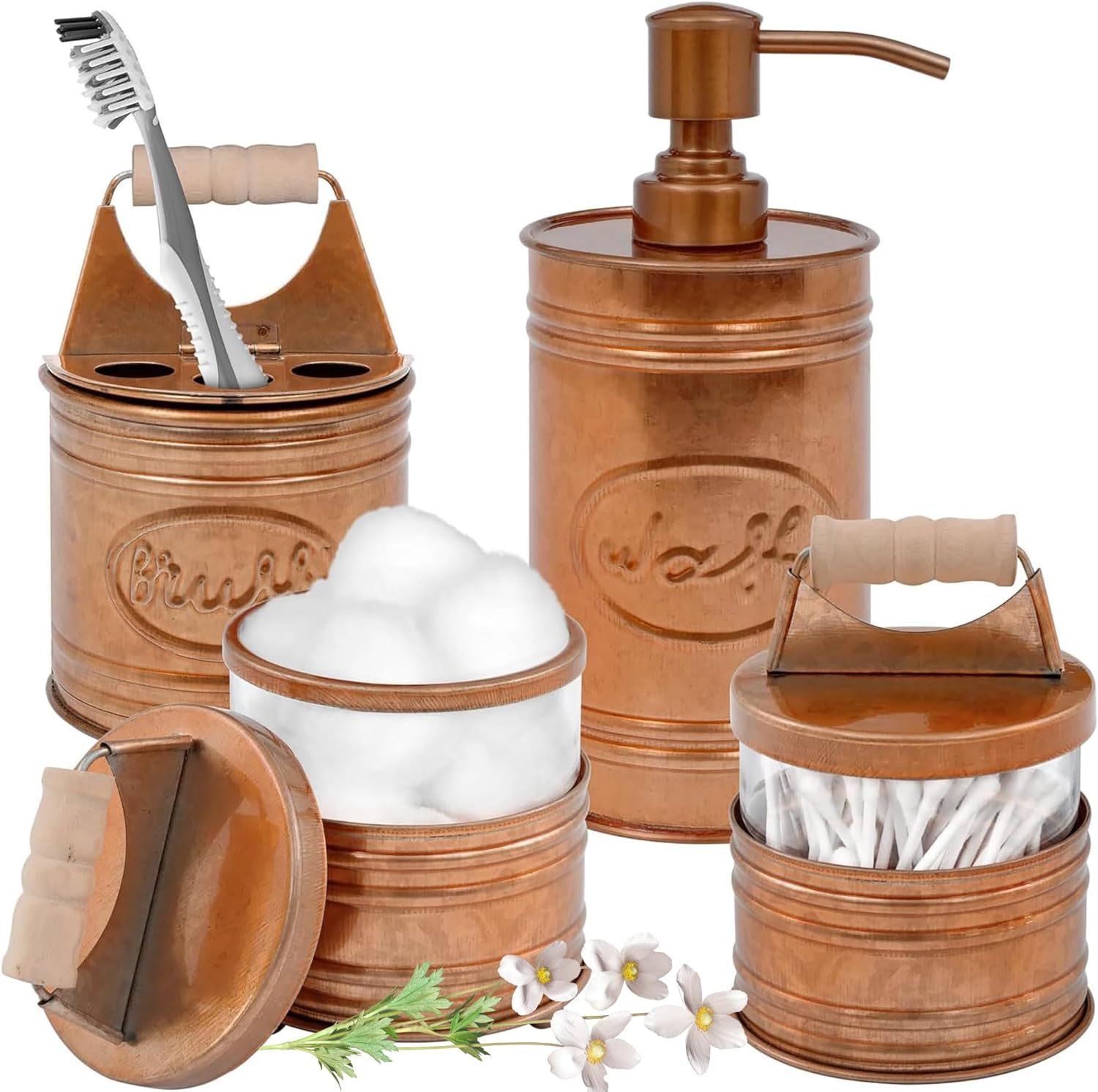 Autumn Alley 4-Piece Metal Glass Bathroom Accessories Sets, Copper