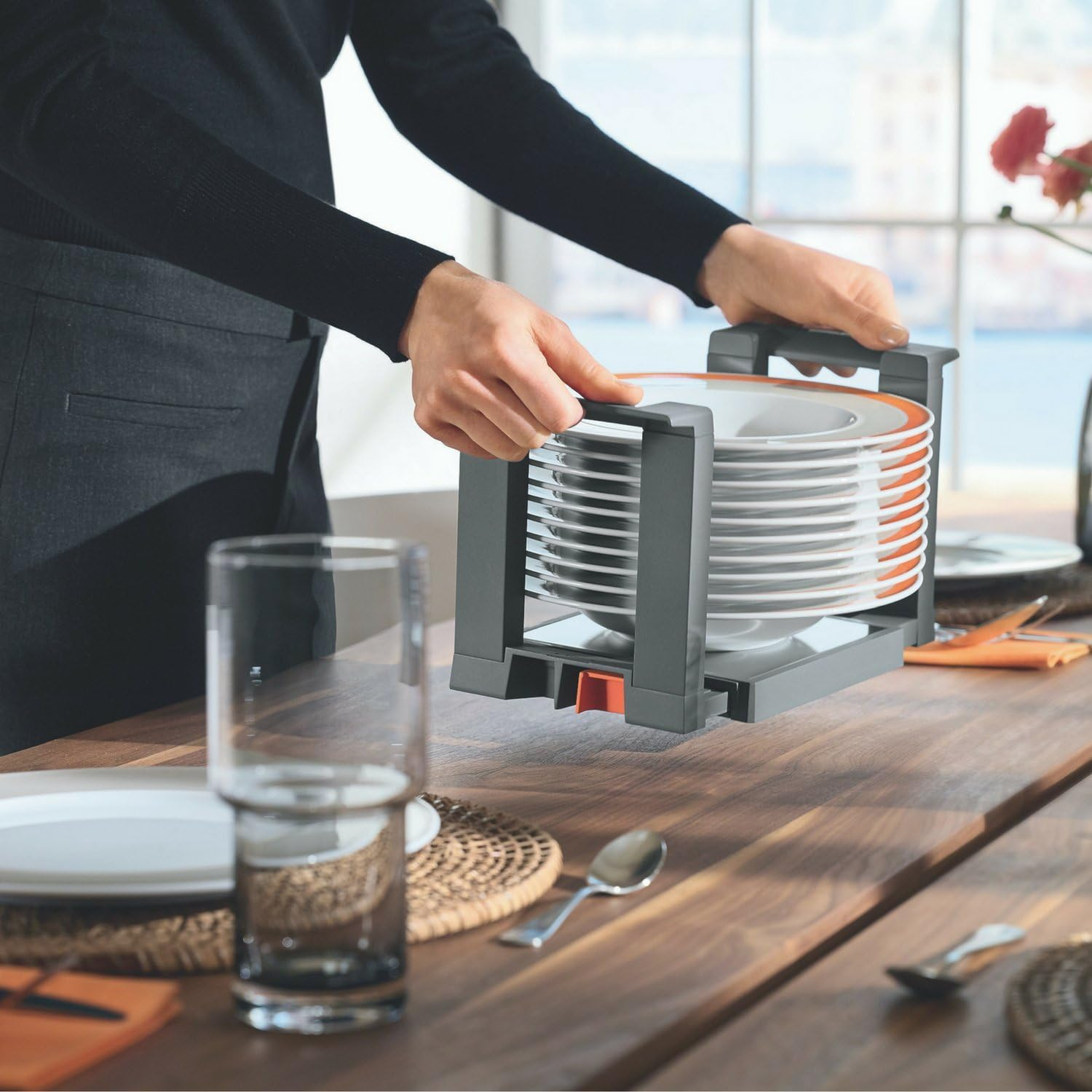 Adjustable Gray Nylon and Stainless Steel Plate Holder