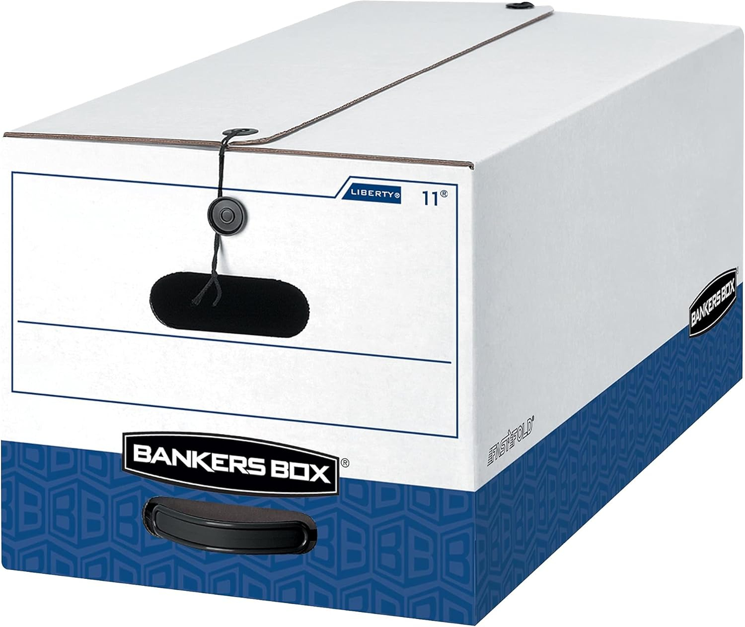 Bankers Box 0001103 12 in. x 24 in. x 10 in. Liberty Heavy-Duty Strength Storage Box - Letter, White/Blue (4/Carton)
