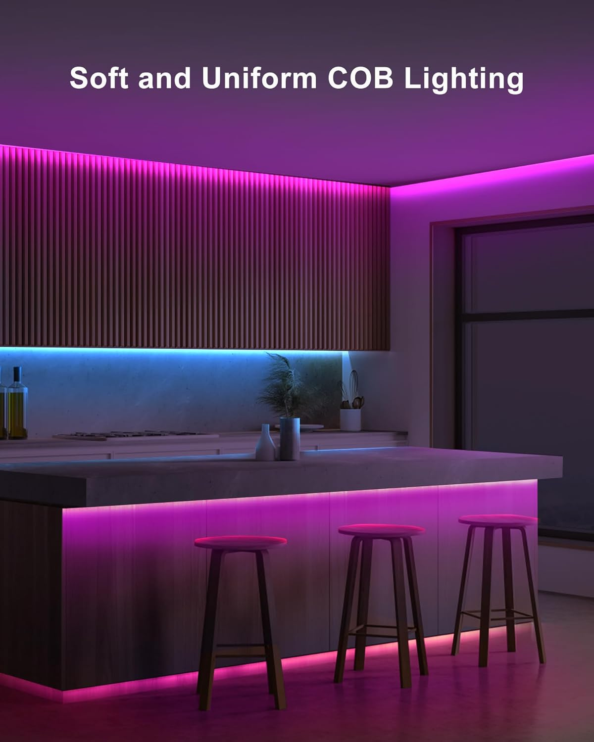 4.92ft Bluetooth RGB COB Led Strip Lights with Remote, Dimmable Smart App Led COB Light Strip, Color Changing Music Sync, Indoor RGB Led Lights for Bedroom, Home Christmas Decor, Party