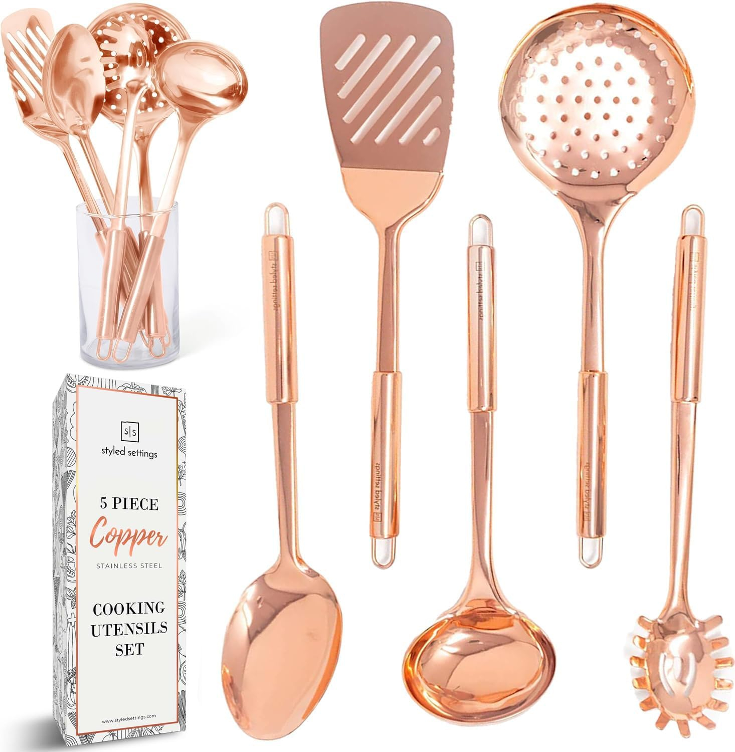 Styled Settings Copper Stainless Steel Cooking Utensils Set