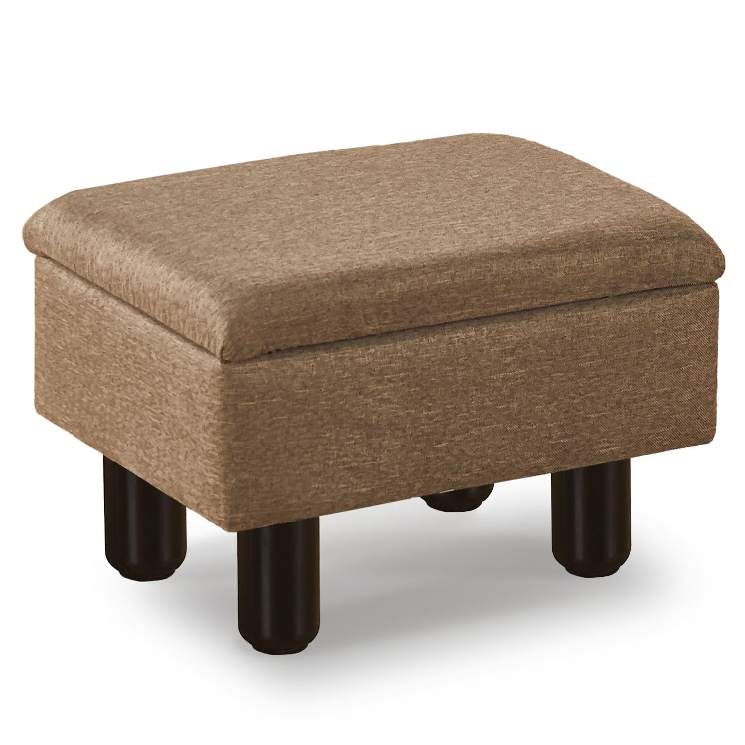 Cpintltr Linen Small Foot Stool Ottomans Multifunctional Footrest Storage Ottoman Upholstered Step Stool Seat with Solid Wood Legs Modern Accent Stools Suitable for Couch Living Room Bedroom Brown
