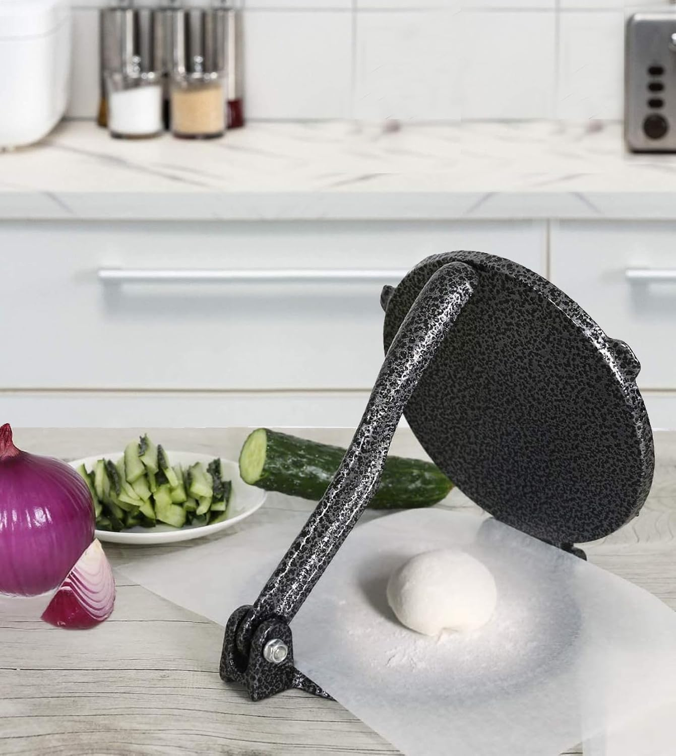 Heavy Duty Gray Cast Iron Tortilla Press and Roti Maker