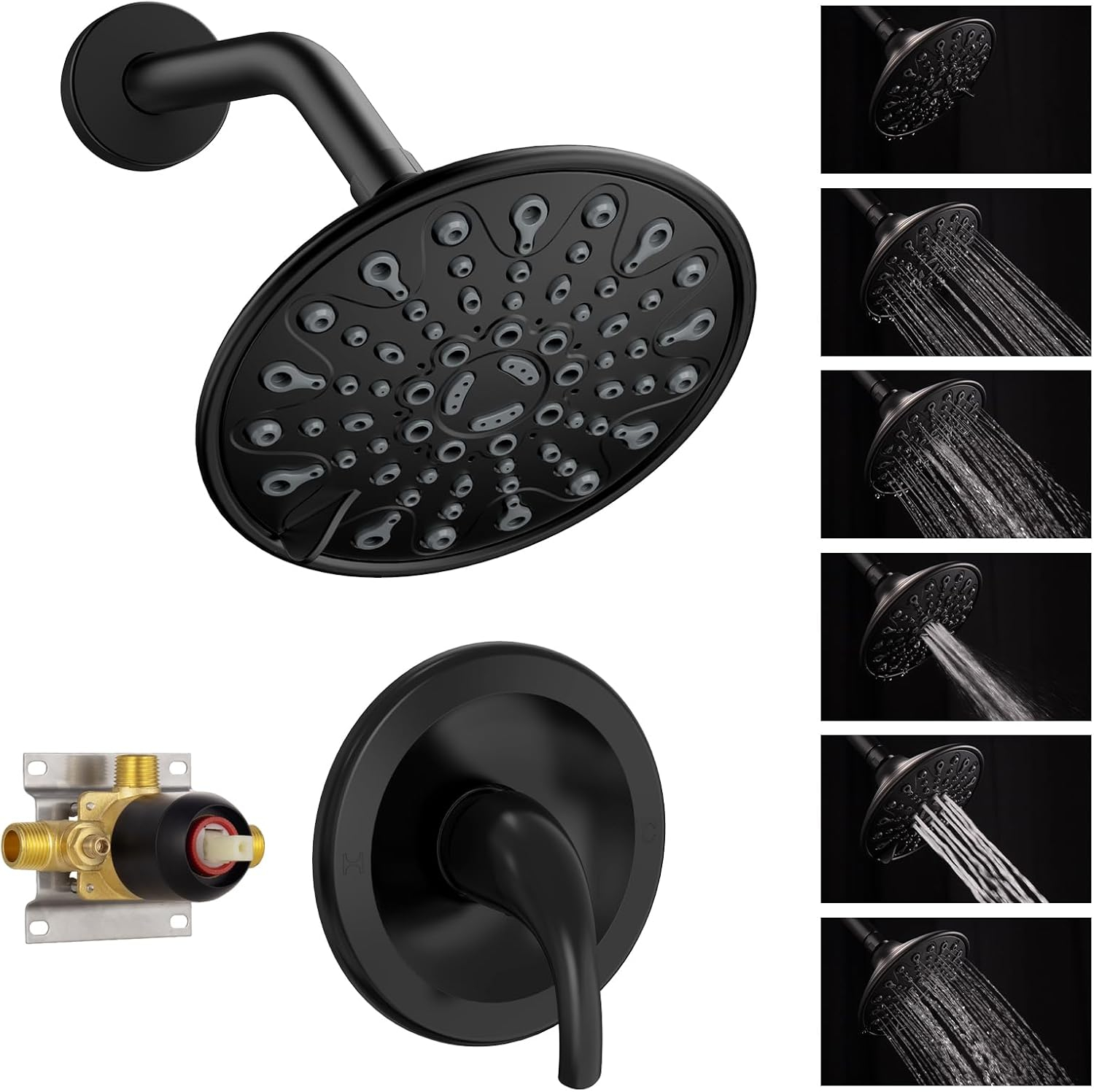 Brushed Nickel Shower Faucet Set, EMBATHER Shower Fixtures with 6 Inch Rainfall Shower Head, Single Handle Control Shower Valve and Trim Kit
