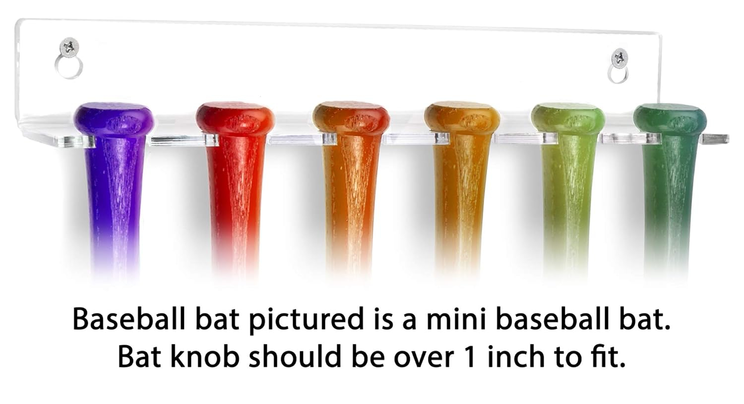 Better Display Cases 6 Medium or Large Mini Baseball Bats (Medium or Large Mini Bats) Display Vertical Clear Acrylic Wall Mount (A066-A)