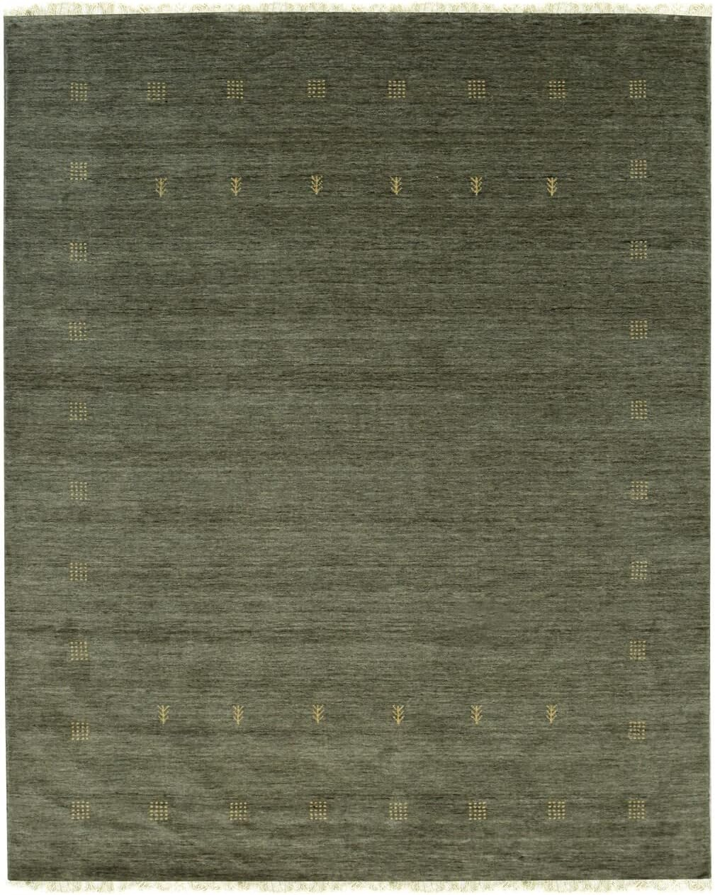 EORC Green Hand Knotted Wool Contemporary Lori Baft Rug, 9' x 12'