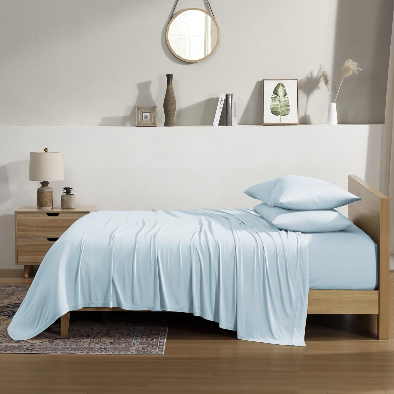 Light Blue Full Jersey Knit TENCEL Modal Sheet Set
