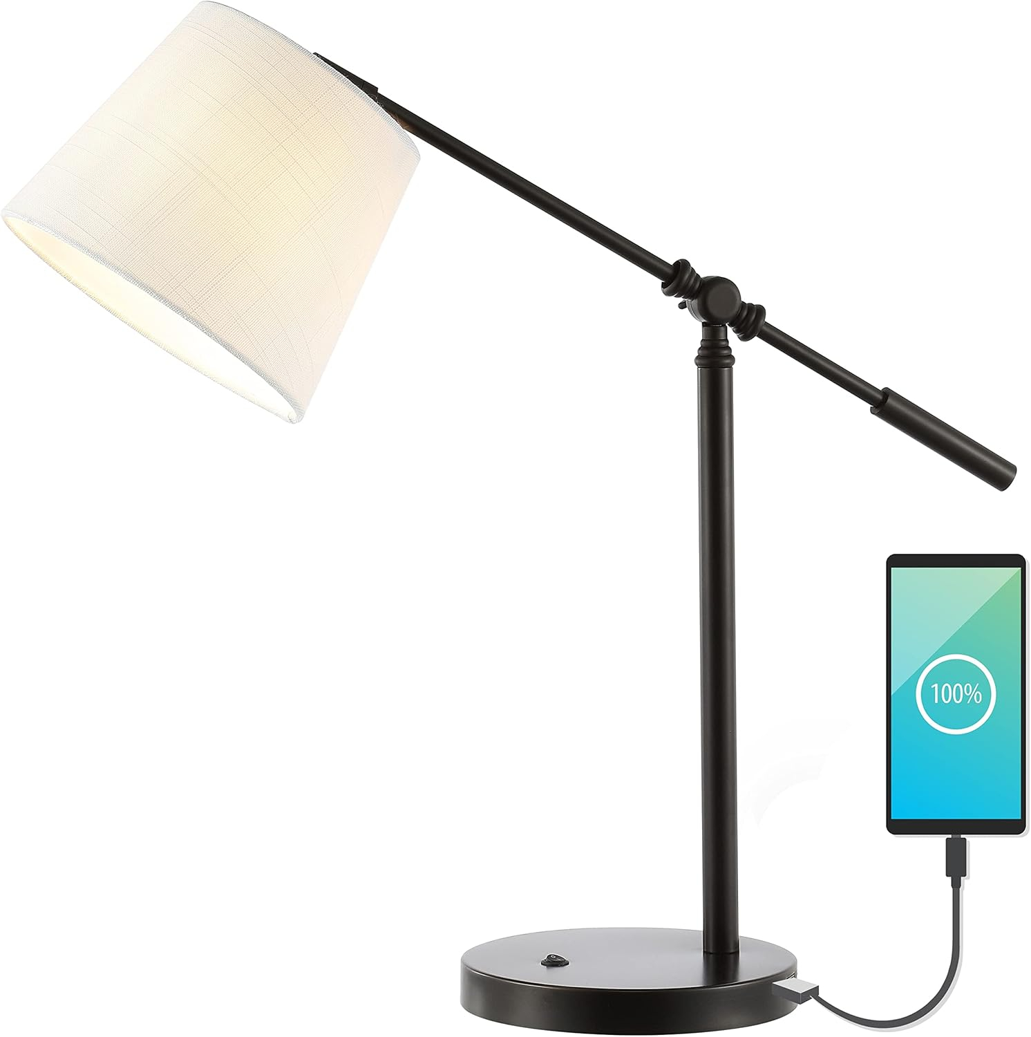 Troy 24 in. Classic Contemporary Iron LED Task Lamp with USB Charging Port, Oil Rubbed Bronze