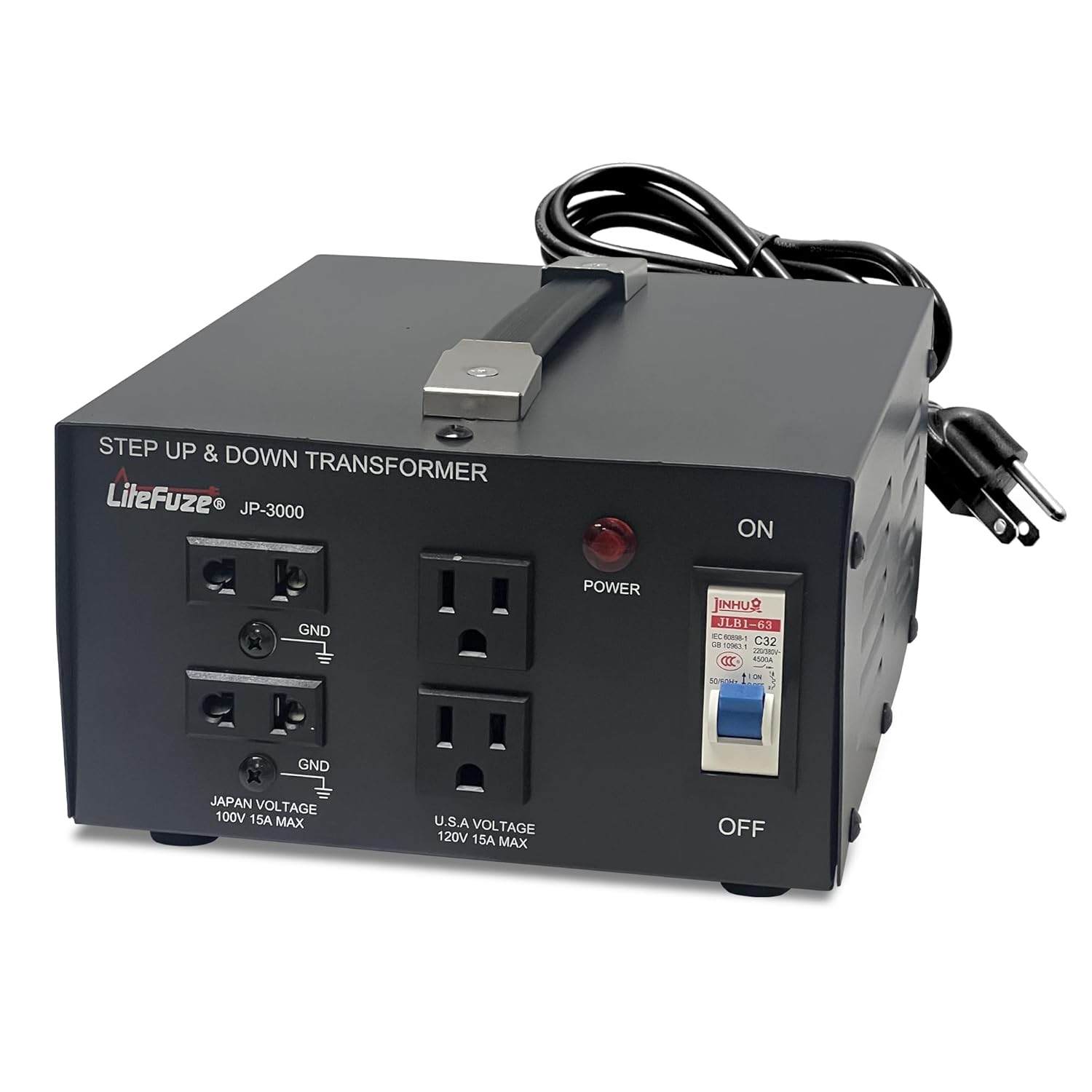 Litefuze 3000W Japan Voltage Converter Transformer - Step Up/down 100v to 120v & 120v to 100v - CE Certified with With Circuit Breaker Protection - 3-Year Warranty.(JP-3000)