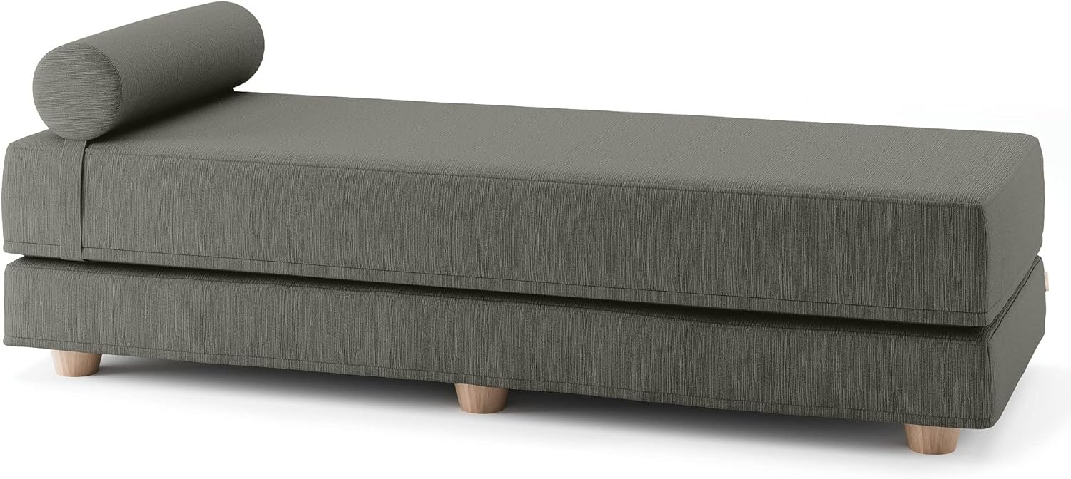 Charcoal Velvet Upholstered Queen Wood Frame Daybed