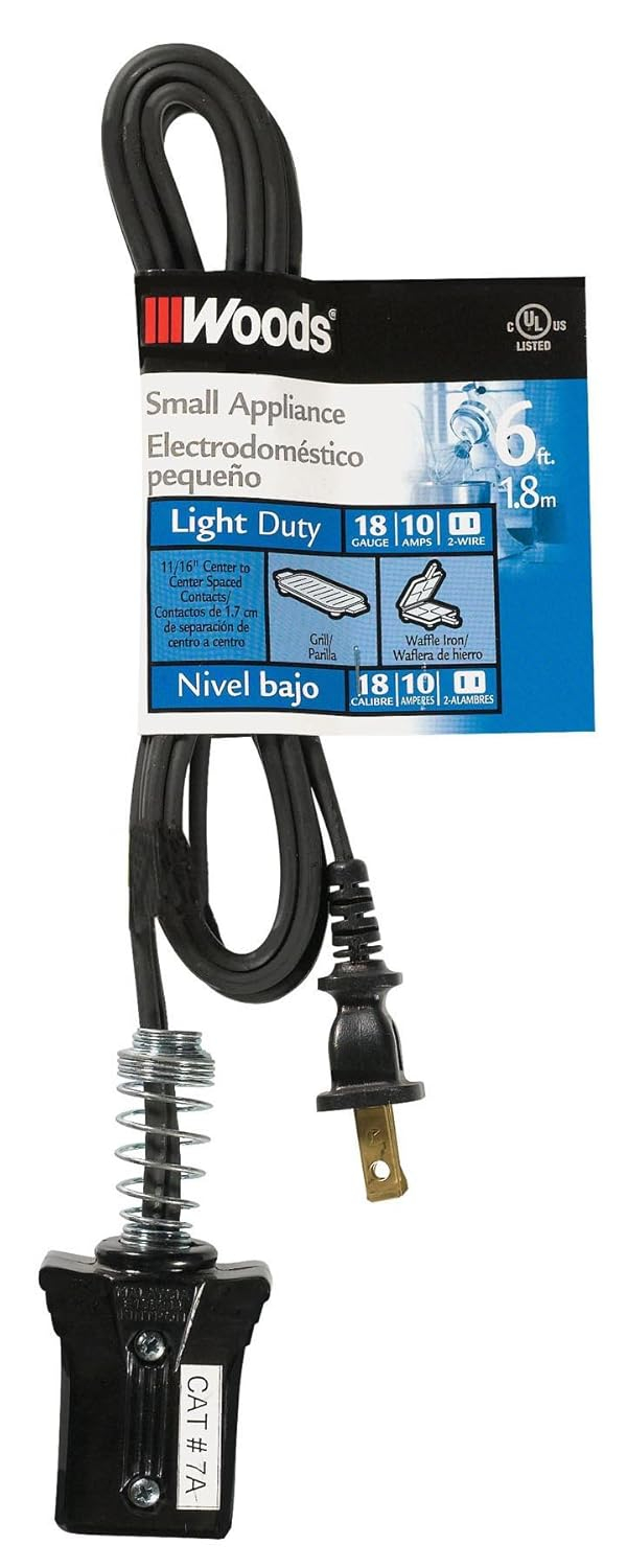 Woods 0291 Household Appliance Cords, 6', Black