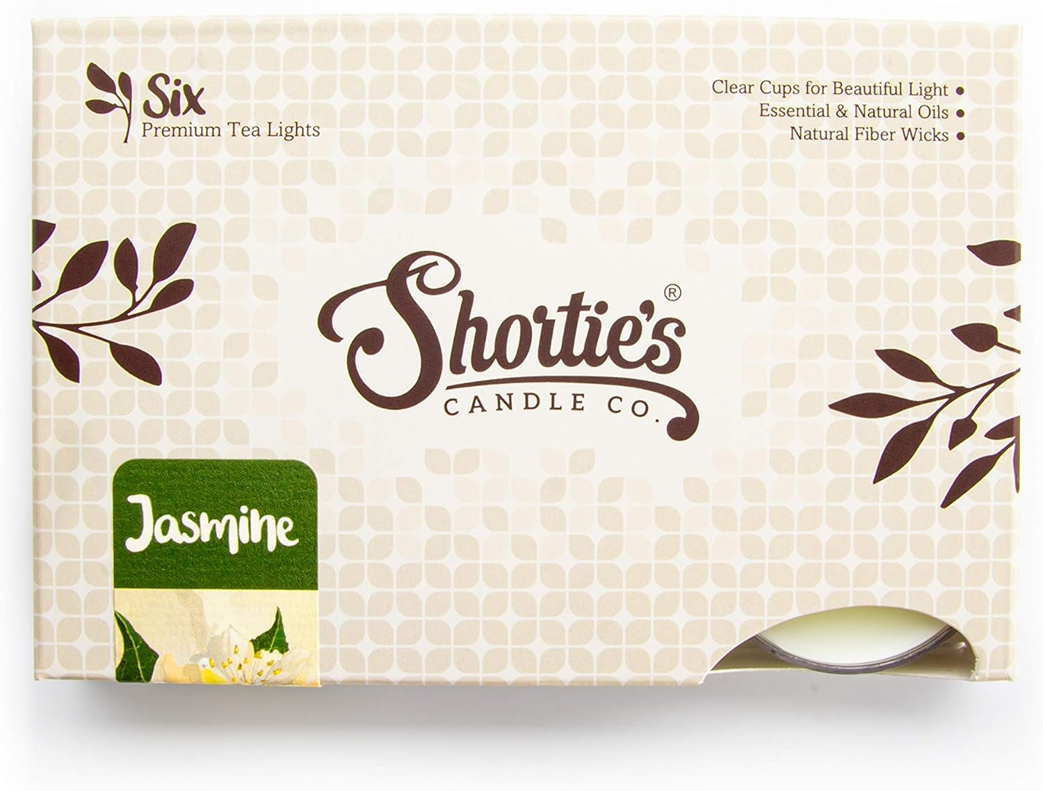 Pure Jasmine Tealight Candles - Highly Scented with Essential & Natural Oils - 6 Yellow Premium Scented Tea Lights - Shortie's Candle Company