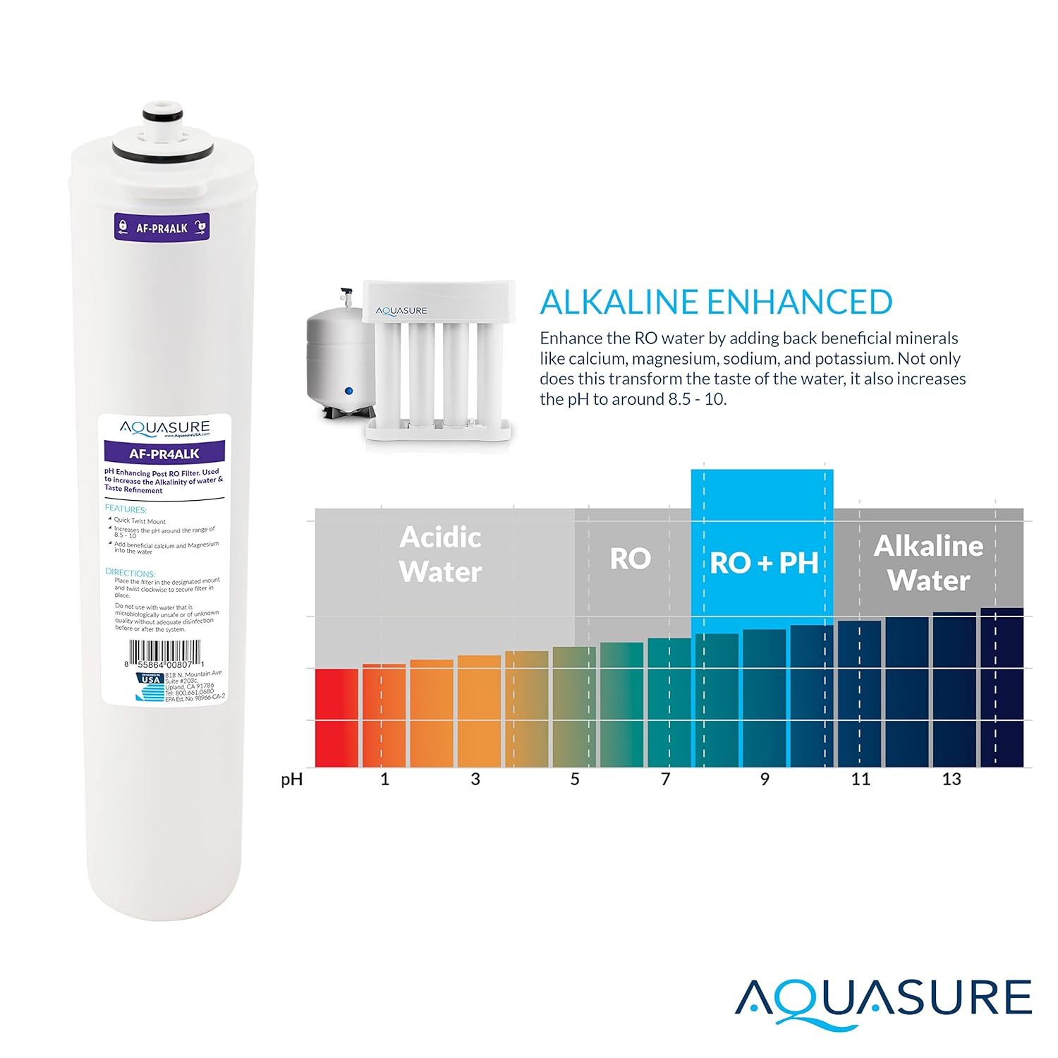 Aquasure Premier Series 4th Stage Quick Twist Alkaline Remineralizing Filter