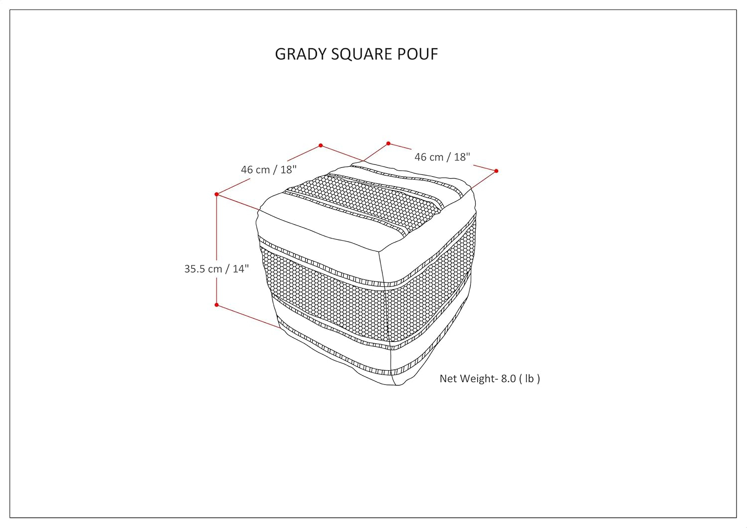 Grady Green and Natural Handloom Woven Square Pouf