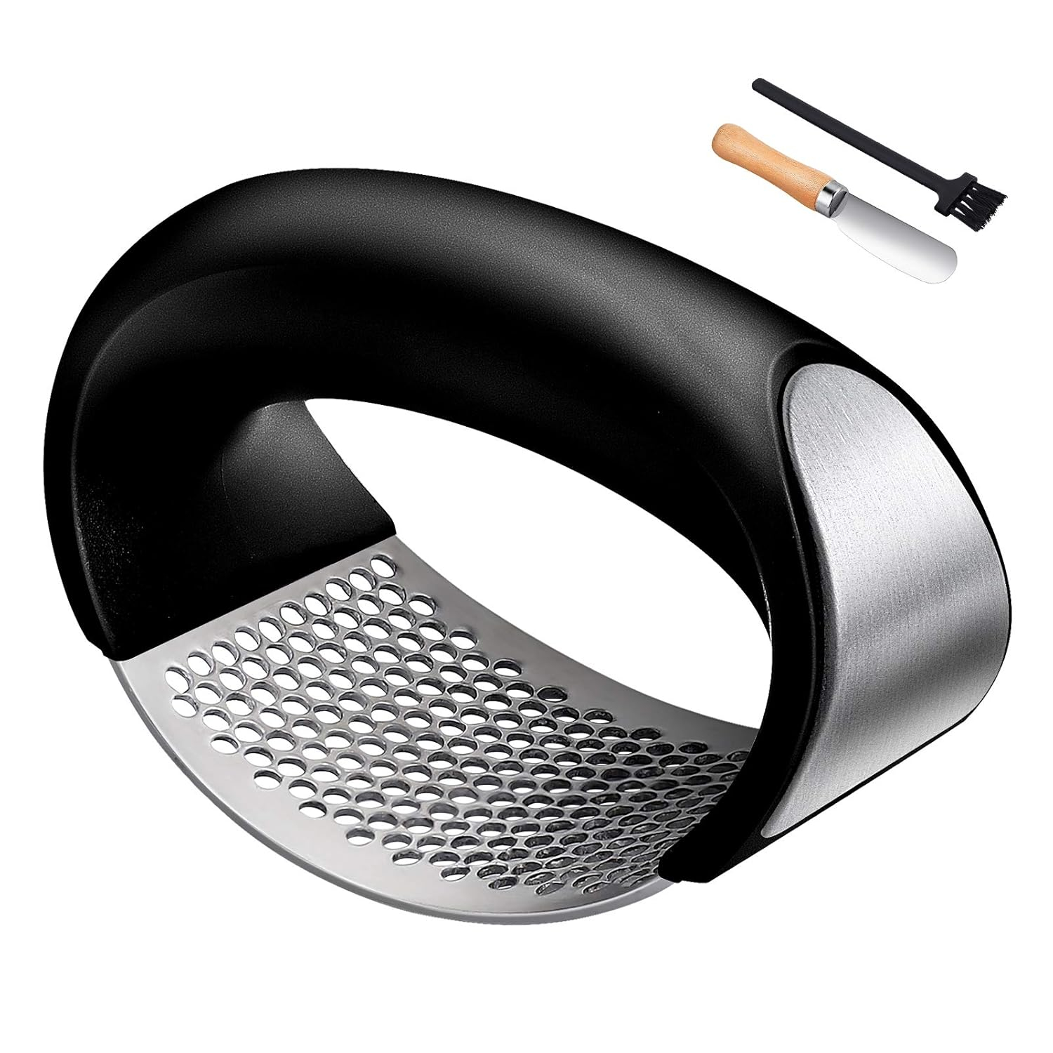 Garlic Chopper,Garlic Crusher,Garlic Press Rocker - 2024 New Stainless Steel Garlic Mincer Garlic Crusher with Peeler,Chopper with Peeler and Scraper for Smash Garlic