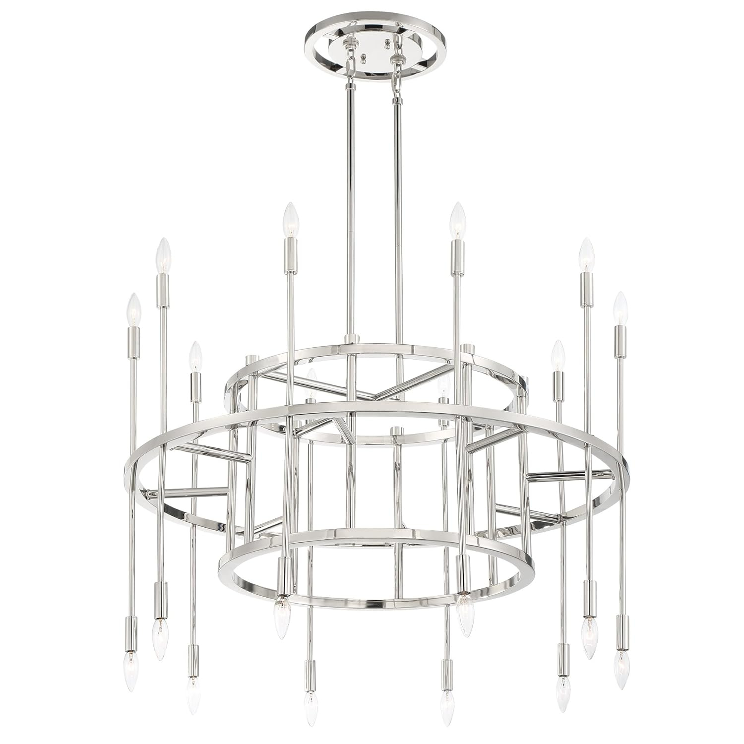 Aries 20-Light Polished Nickel and Crystal Chandelier