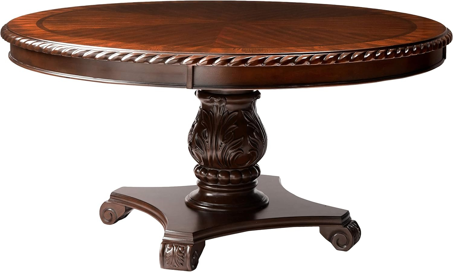 Furniture of America Ramsaran Wood Pedestal Dining Table in Brown Cherry