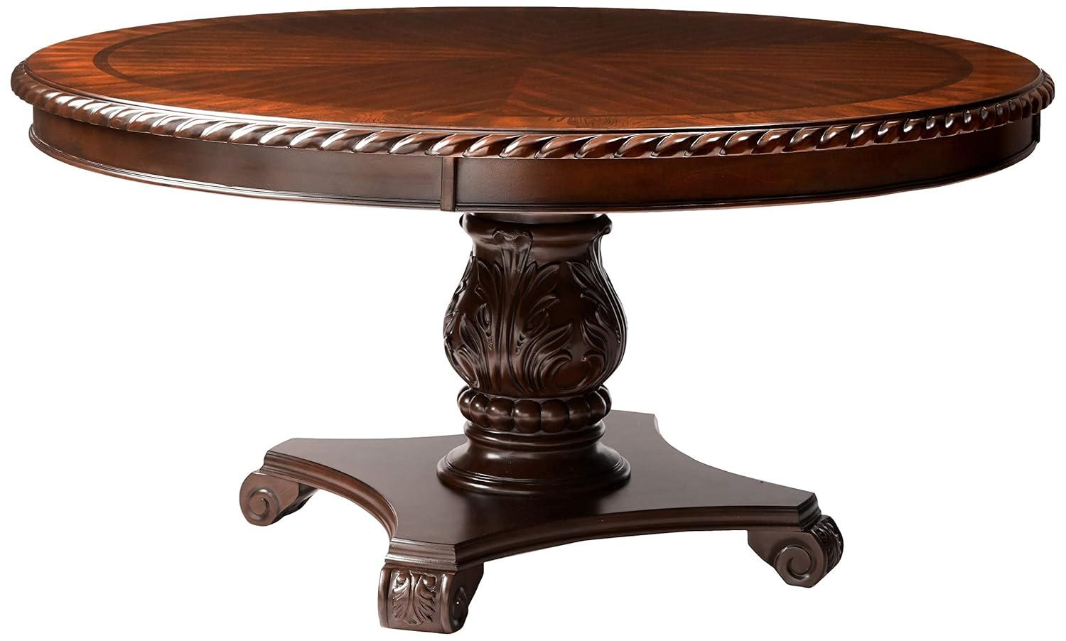 Furniture of America Ramsaran Wood Pedestal Dining Table in Brown Cherry