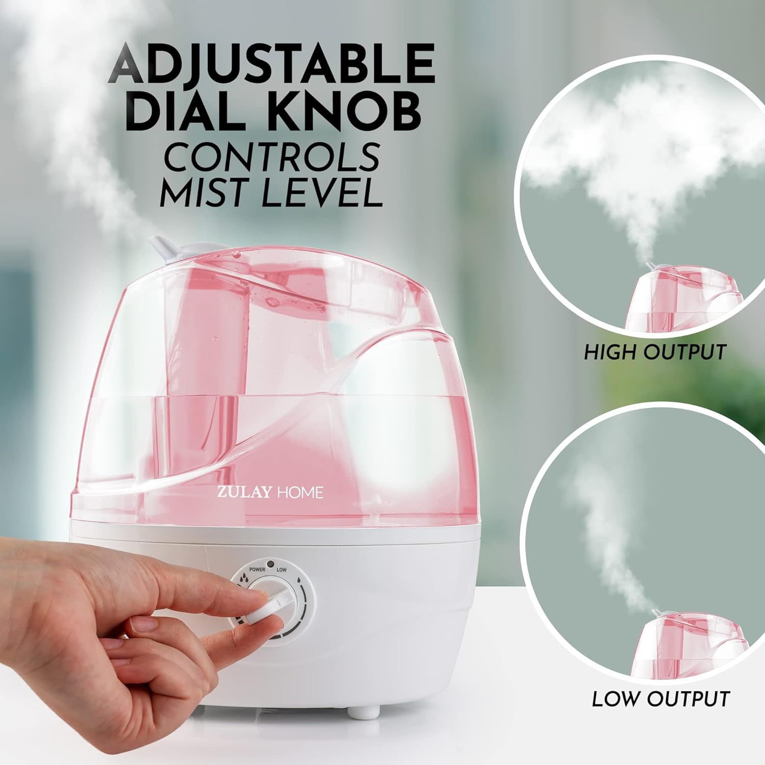 Zulay Kitchen Zulay Home Cool Mist Humidifiers For Bedroom (2.2L Water Tank) - Quiet Ultrasonic Humidifiers For Large Room With Auto Shutoff Feature - Air Humidifier For Plants, Nursery, Kids Room (Gray)