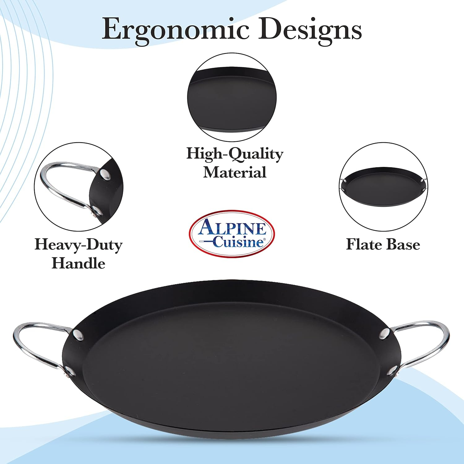 Alpine Cuisine 14 in Round Nonstick Carbon Steel Griddle Pan
