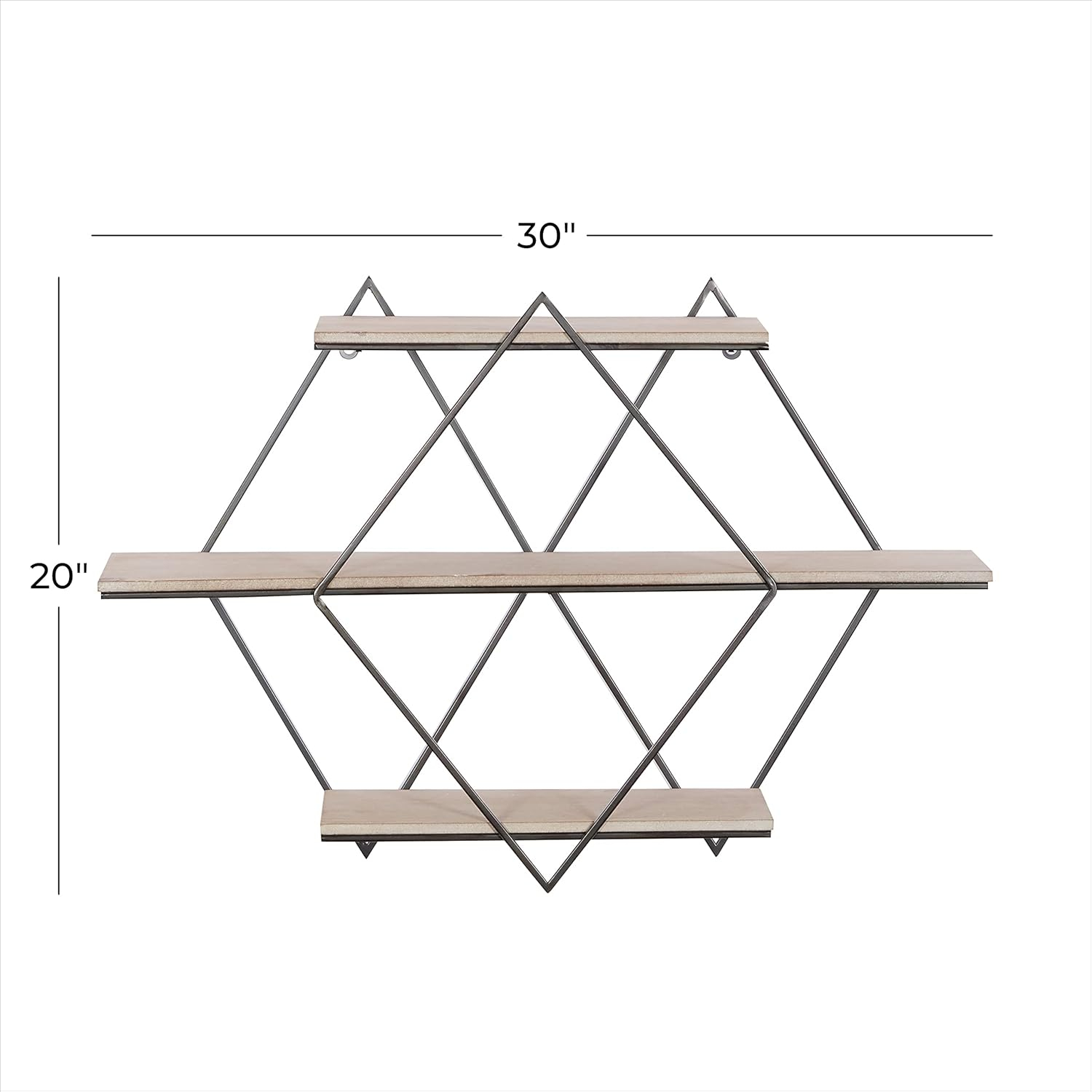 DecMode Brown Wood Contemporary Wall Shelf