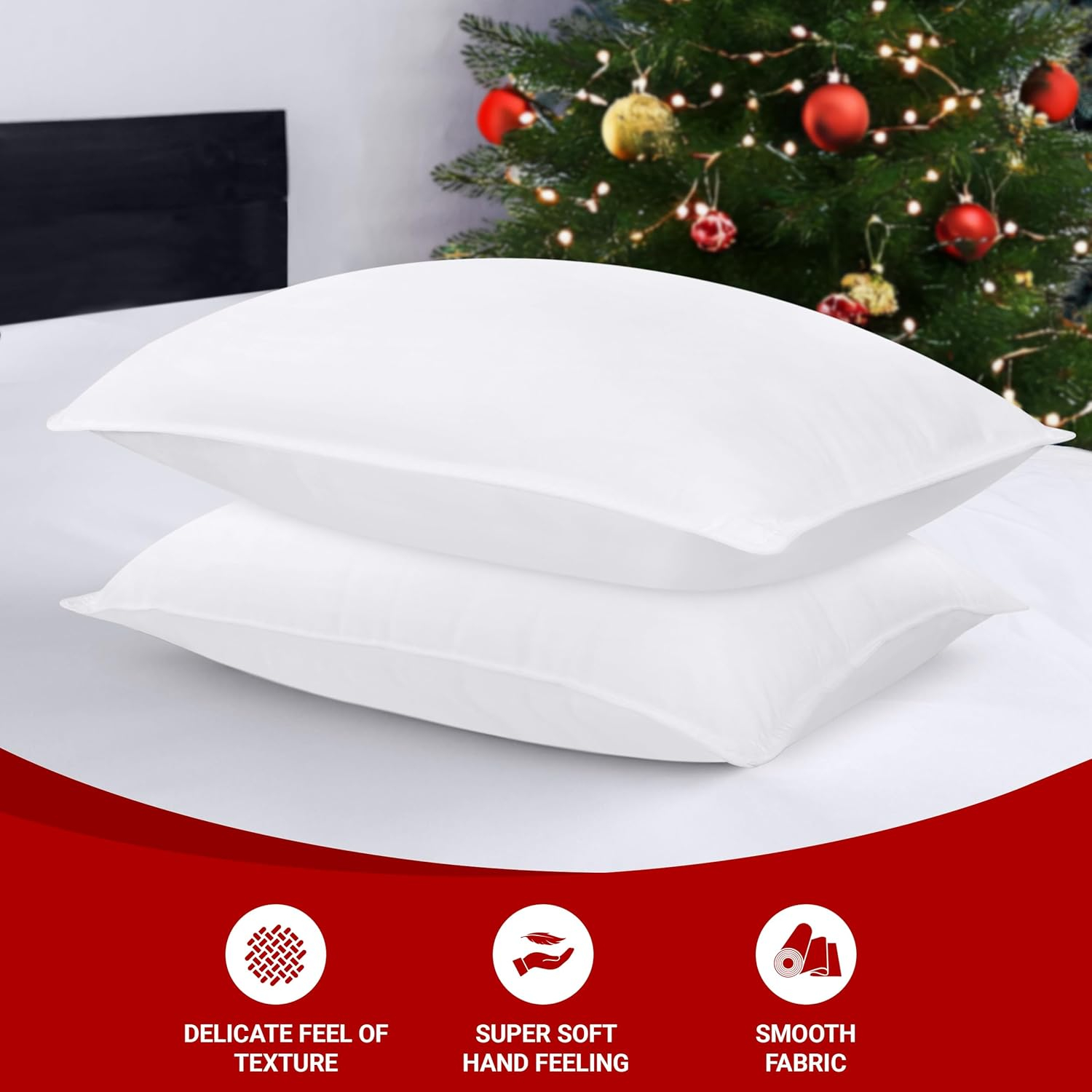 White King Size Polyester Bed Pillows Set of 2