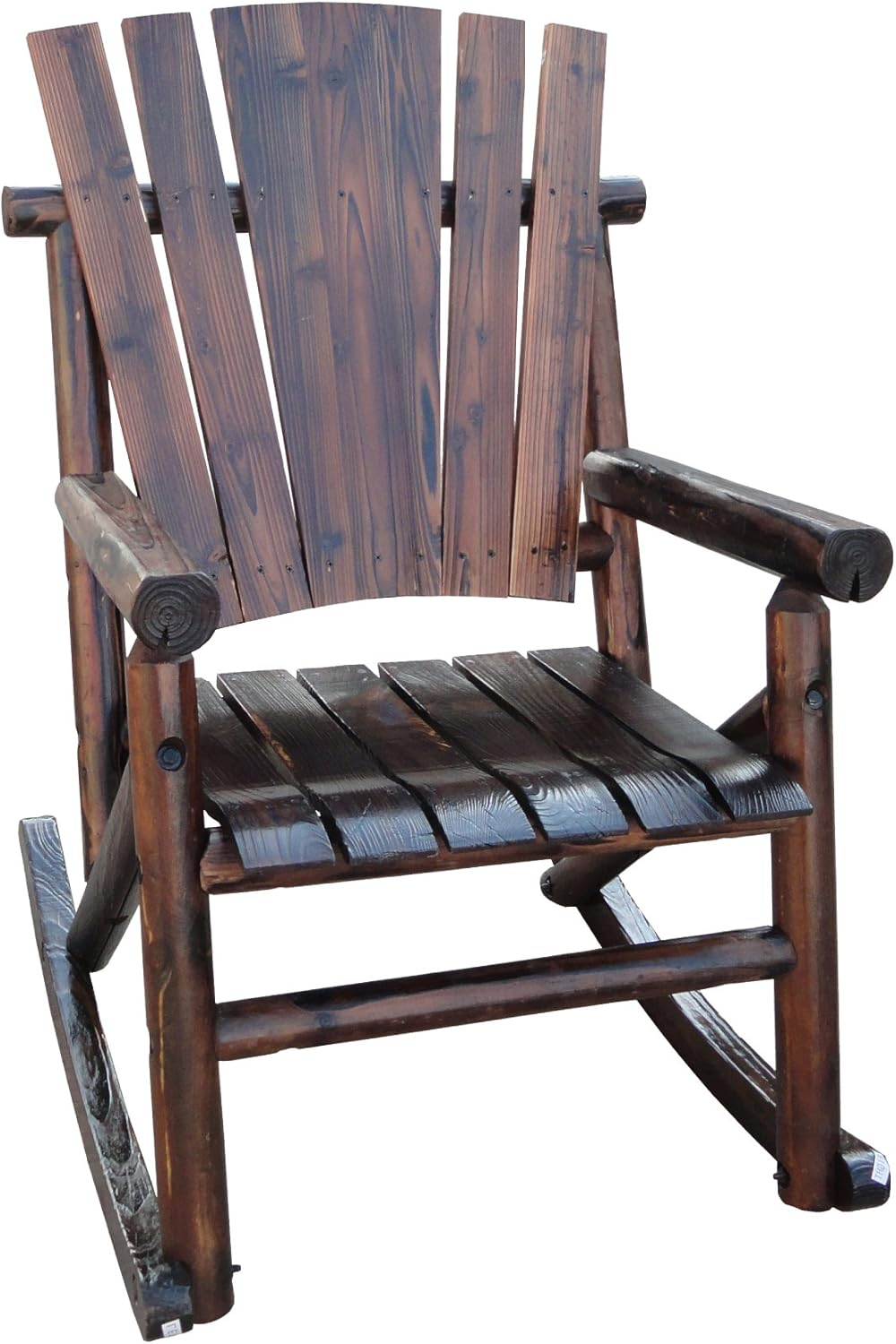 Leigh Country Char-Log Series TX 93859 Adult Wood Outdoor Rocking Chair, Brown