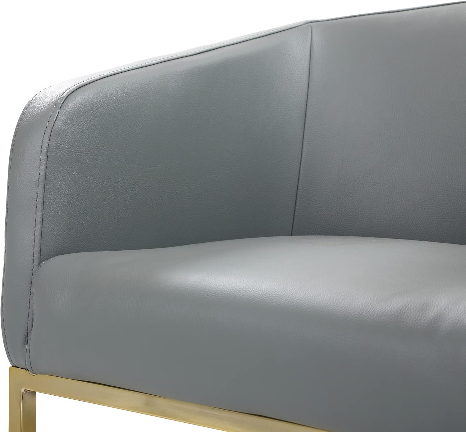 Tess Modern Gray Leather Bar Stool with Gold Metal Frame