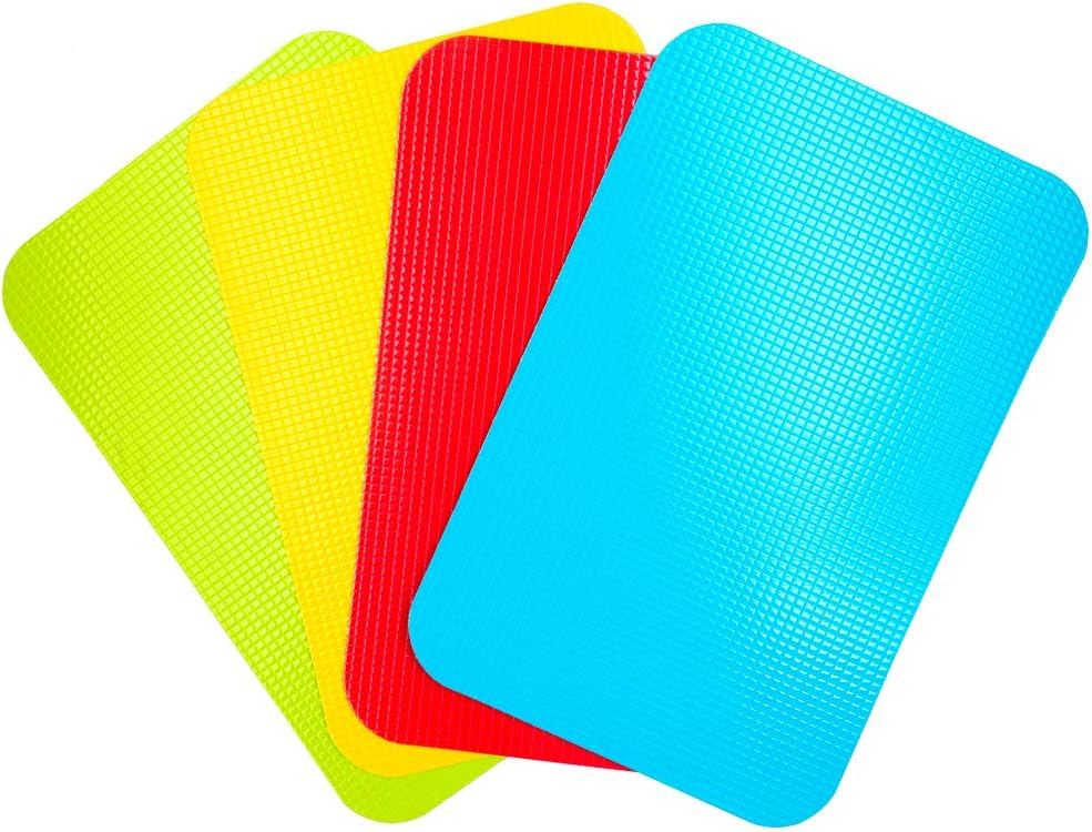 Small Flexible Plastic Cutting Board Mats, Cutting Boards Mats With Food Icons, Gripped Back and Dishwasher Safe, Set of 4 (7.5x11.4inch)
