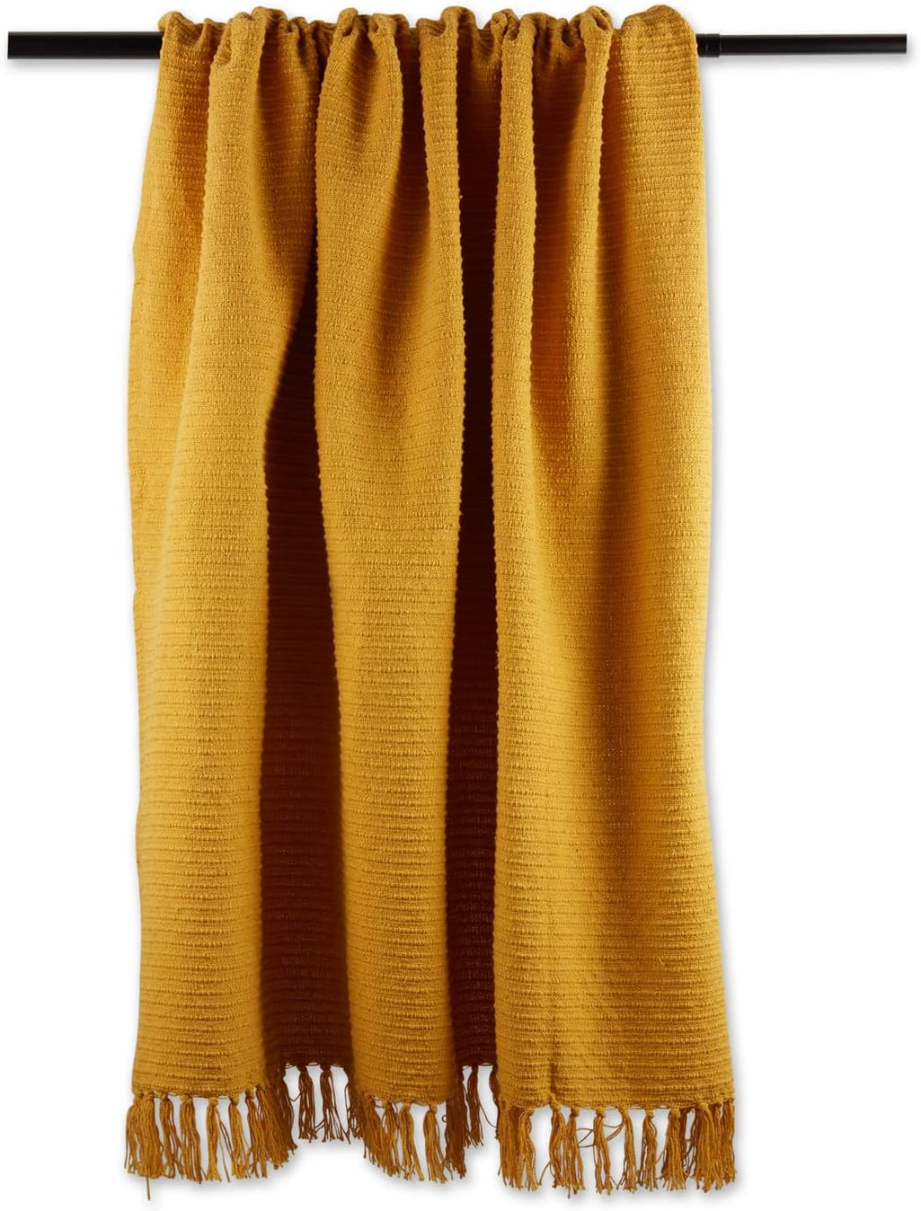 DII Solid Ribbed Collection Cotton Throw Blanket, 50x60, Honey Gold
