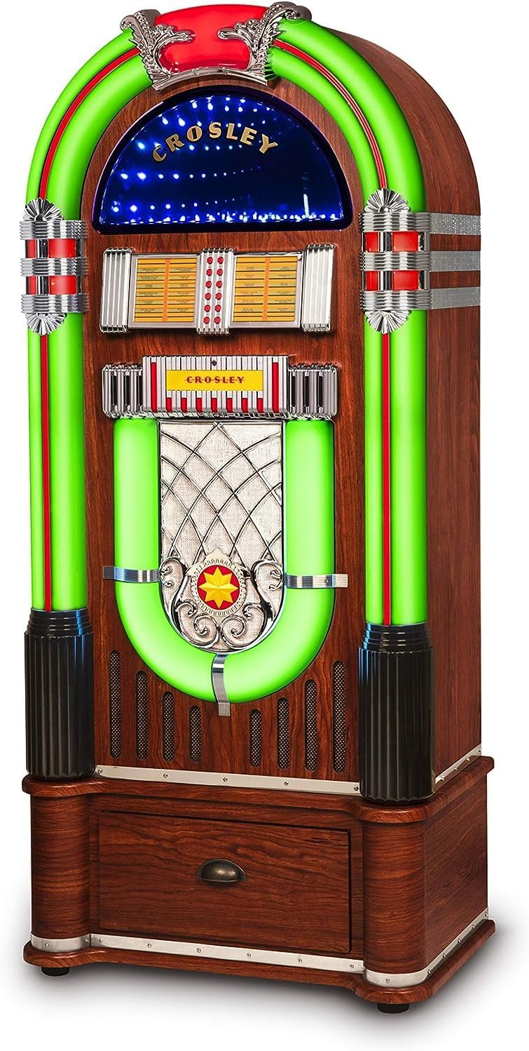 Walnut Bluetooth Jukebox with AM/FM Radio and CD Player