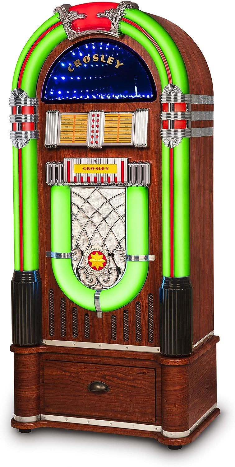 Walnut Bluetooth Jukebox with AM/FM Radio and CD Player