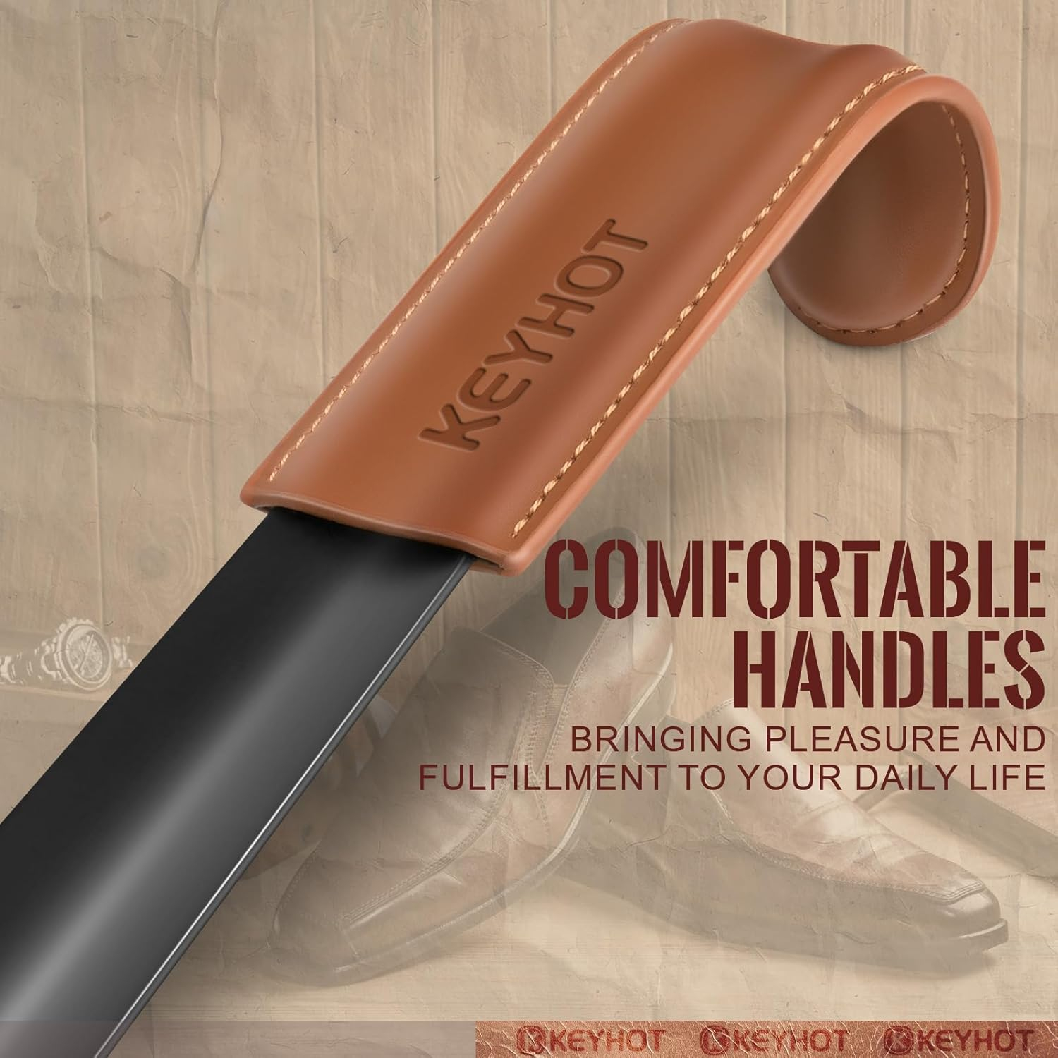 Metal Shoe Horn Long Handle for Seniors Man Women 16.5 Inch, Long Shoehorn Large Spoon Helper for Cowboy Boots