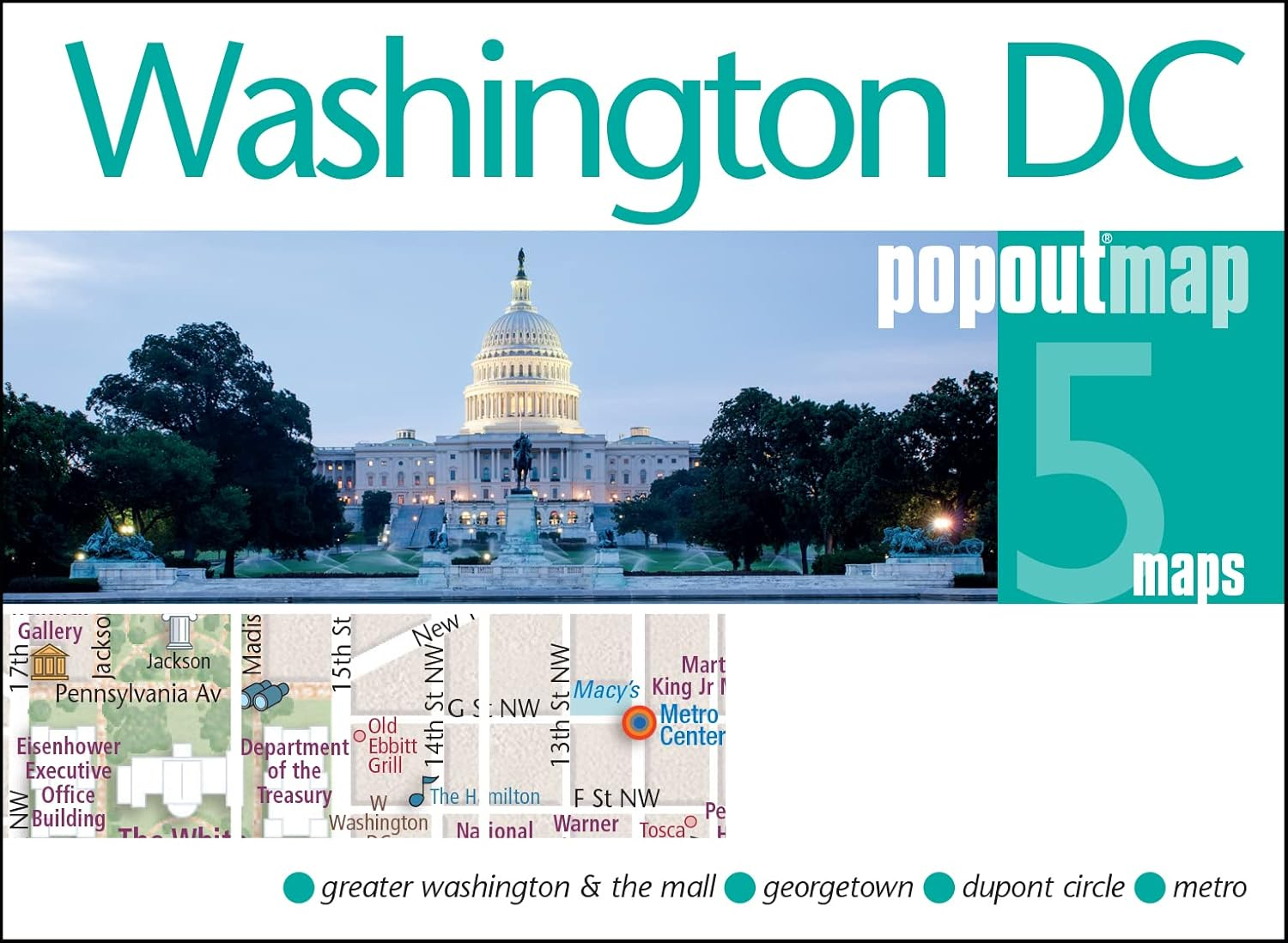 Compact Washington DC PopOut Map with Detailed Coverage