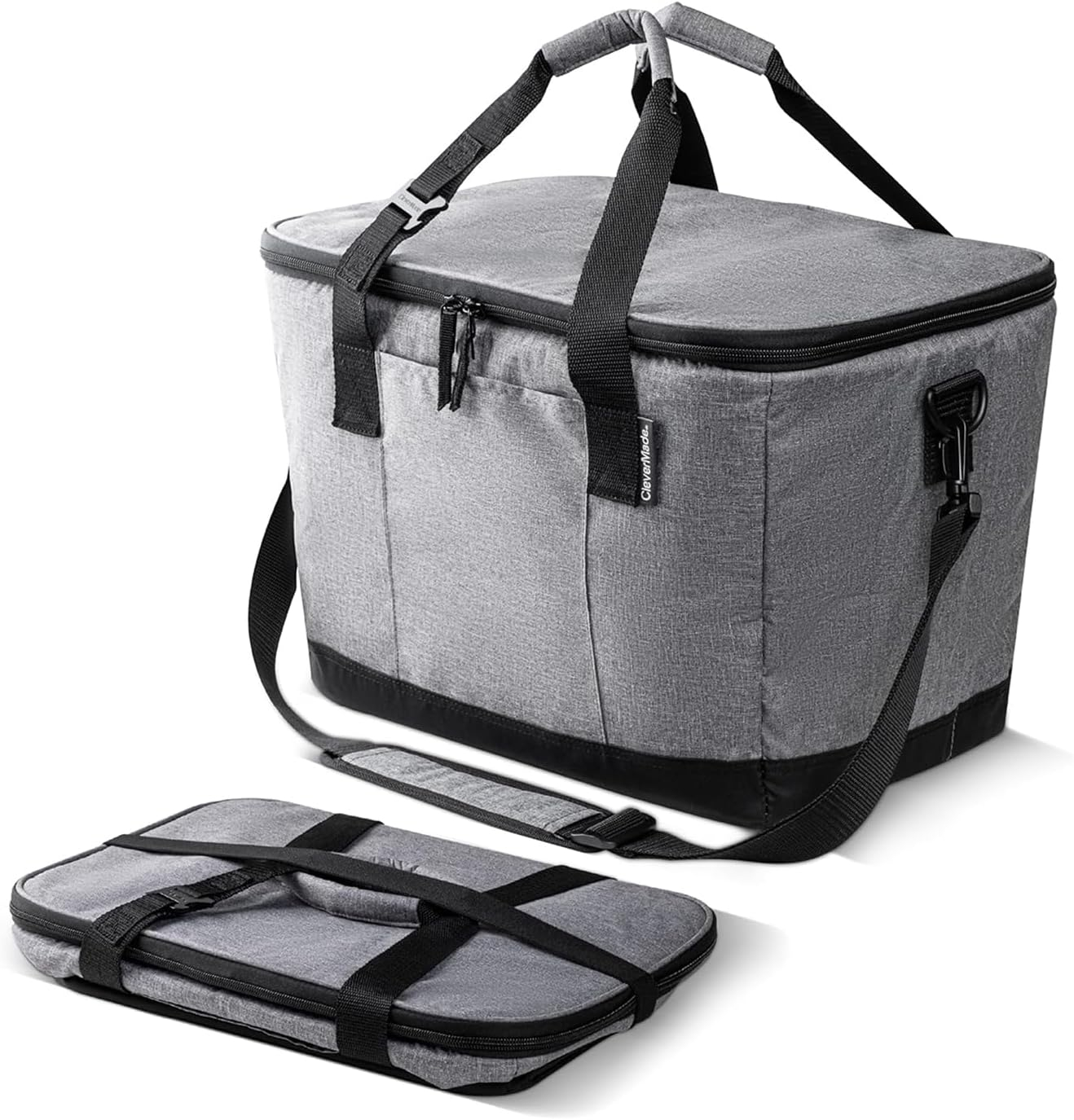 CleverMade Collapsible Tahoe Cooler - 50 Can - Heather Cool Gray/Midnight Black