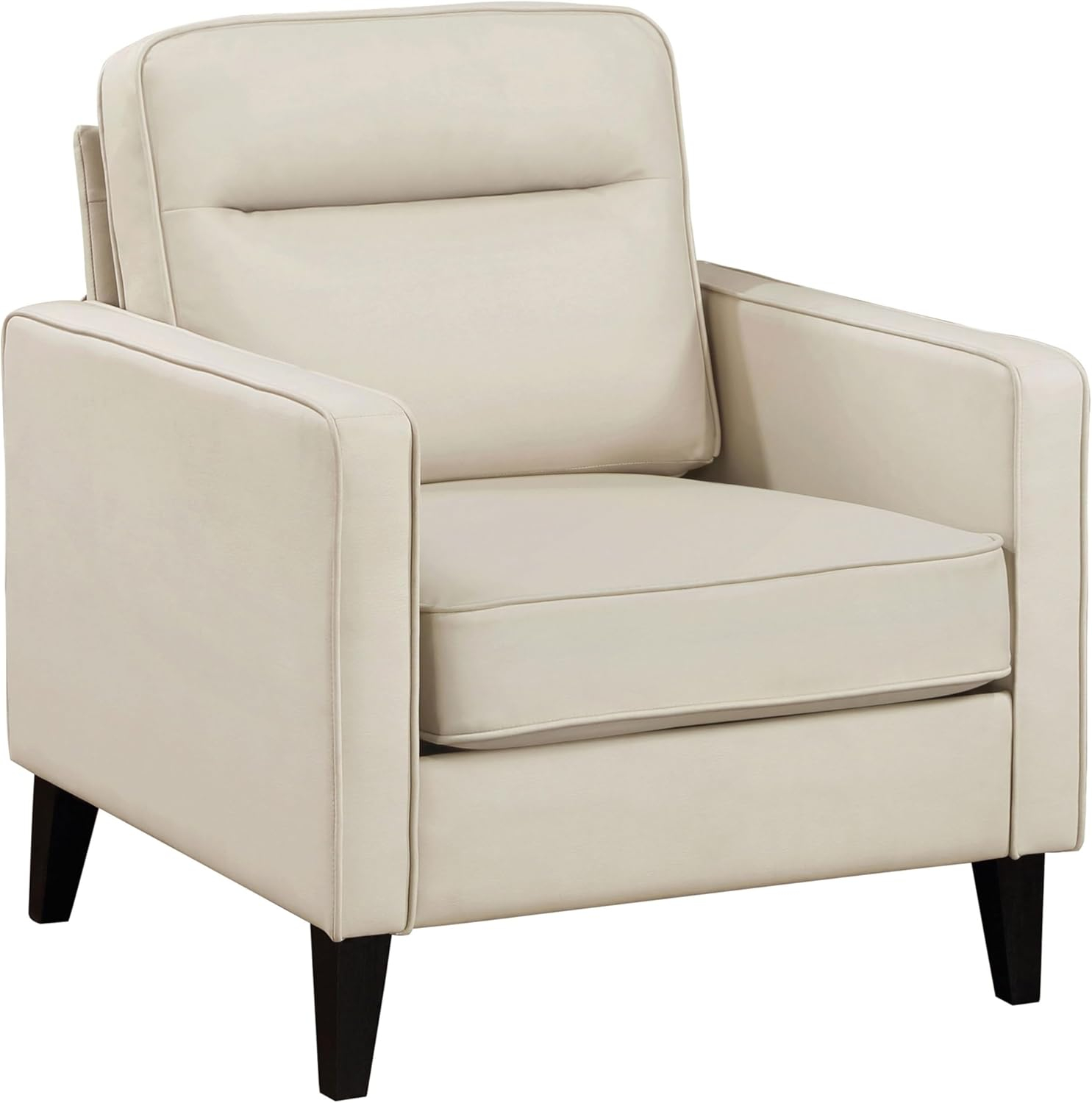 Ivory Faux Leather Accent Chair with Metal Legs