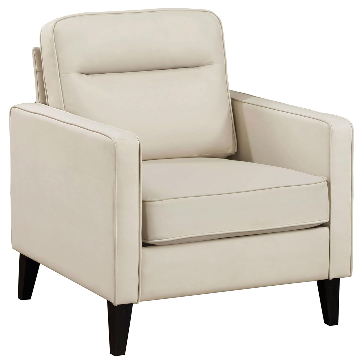 Ivory Faux Leather Accent Chair with Metal Legs