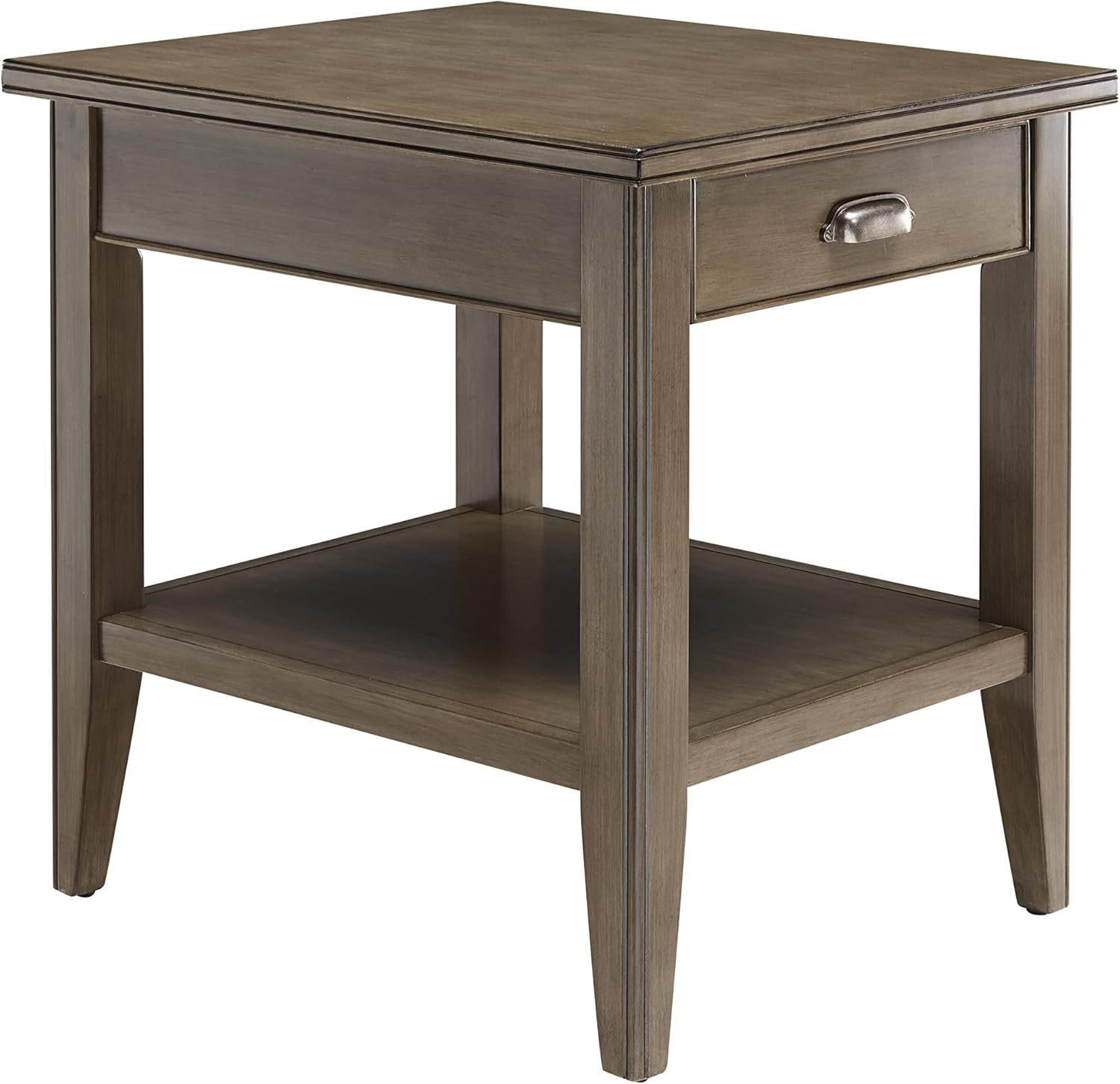 Leick Home 10507-GR Laurent End Table with Drawer and Display Shelf, Gray