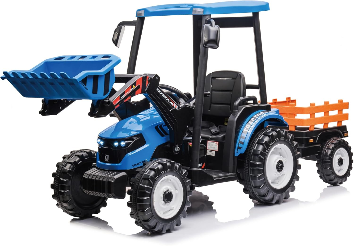 24V Kids Ride On Tractor w/Front Loader, Power Wheels 24V Ride on Toys for Boys Girls, Kids Ride on Excavator w/Dual Motor, Battery Powered Electric Riding Toys (Green Tractor with Front Loader)