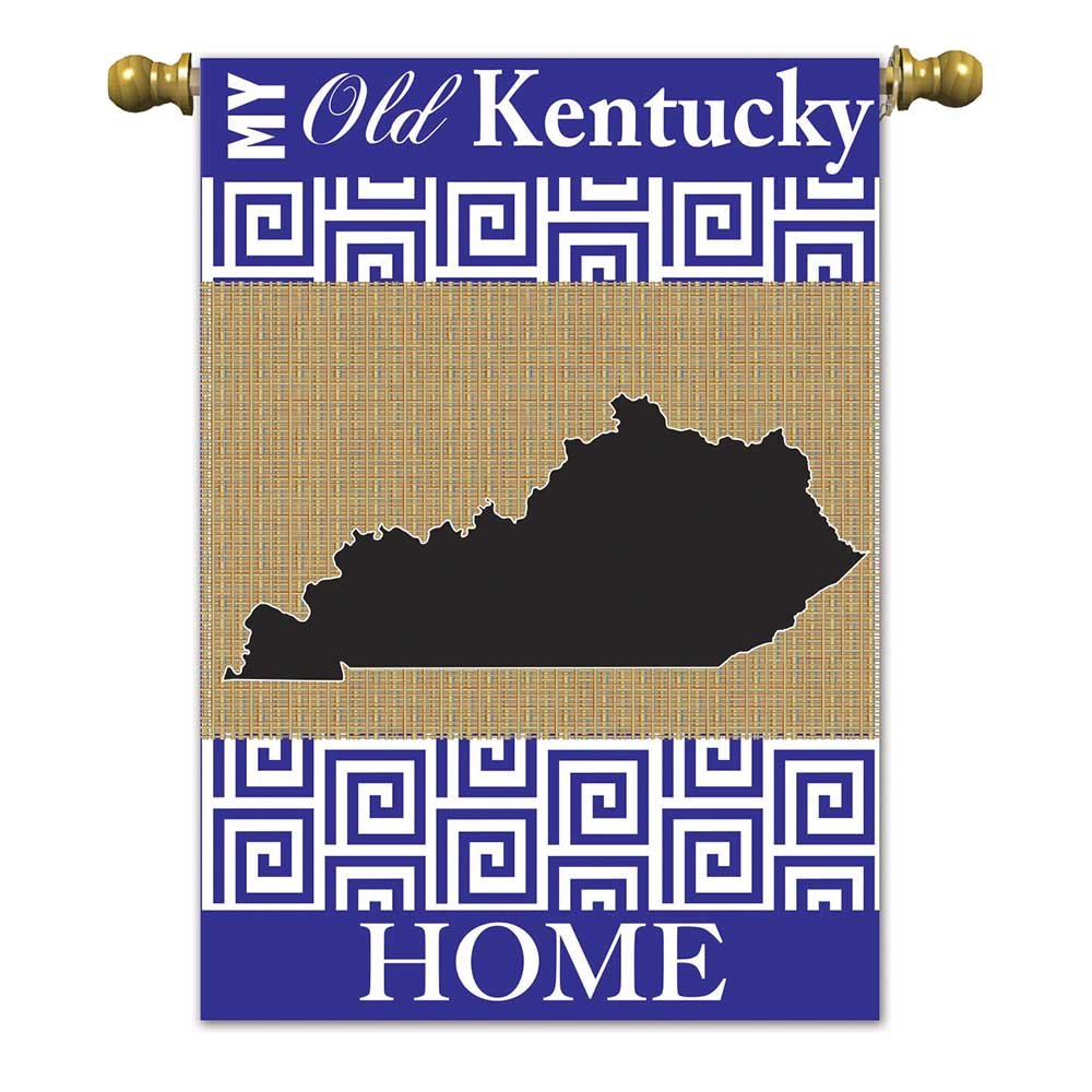Kentucky Blue and Burlap Rectangular Garden Flag