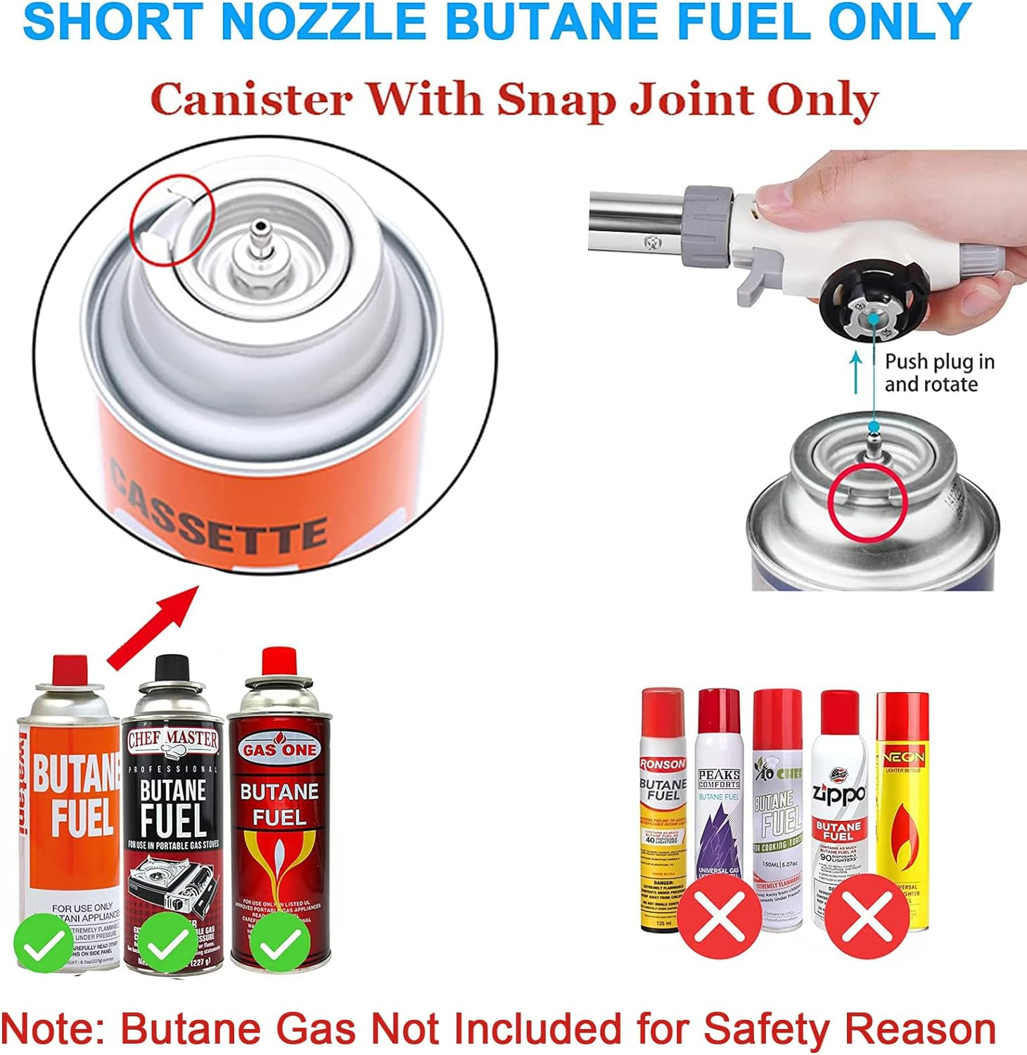 Butane Torch Kitchen Blow Lighter - Culinary Torches Chef Cooking Professional Adjustable Flame with Reverse Use for Creme, Brulee, BBQ, Baking, Jewelry by FunOwlet (Butane Fuel Not Included)