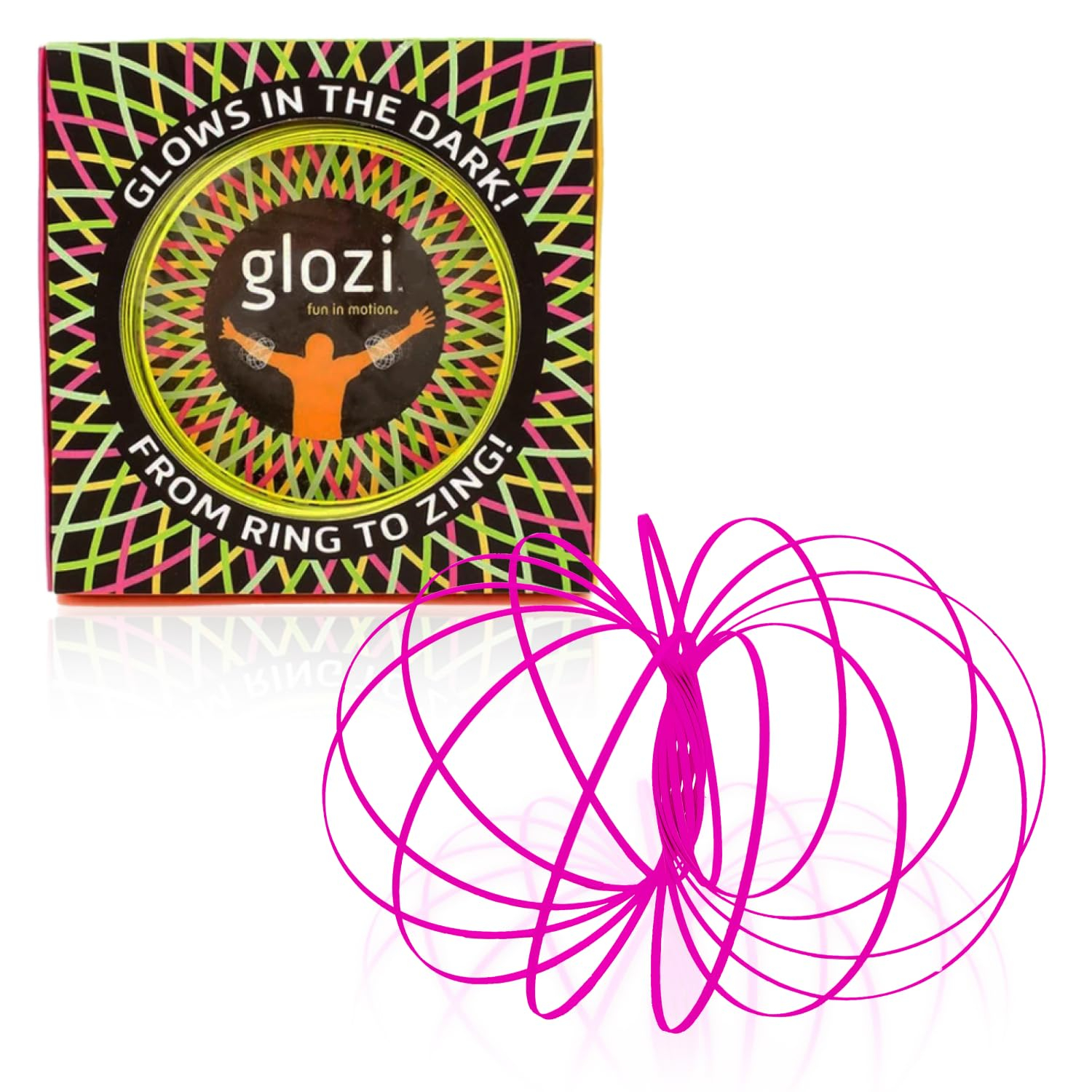 Fun In Motion Toys Glozi - Glow-in-the-Dark Pink Fidget Toy, Ages 8+, Fidget Toy