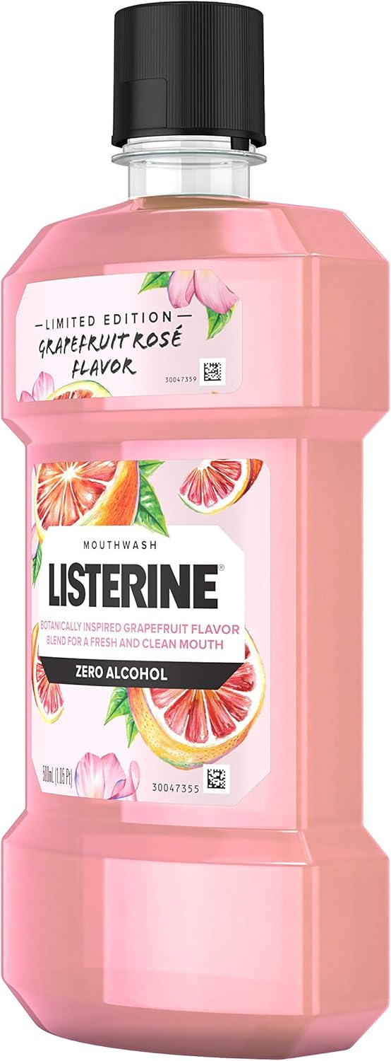 Listerine Zero Alcohol Mouthwash, Grapefruit Rose Flavor, 500 mL