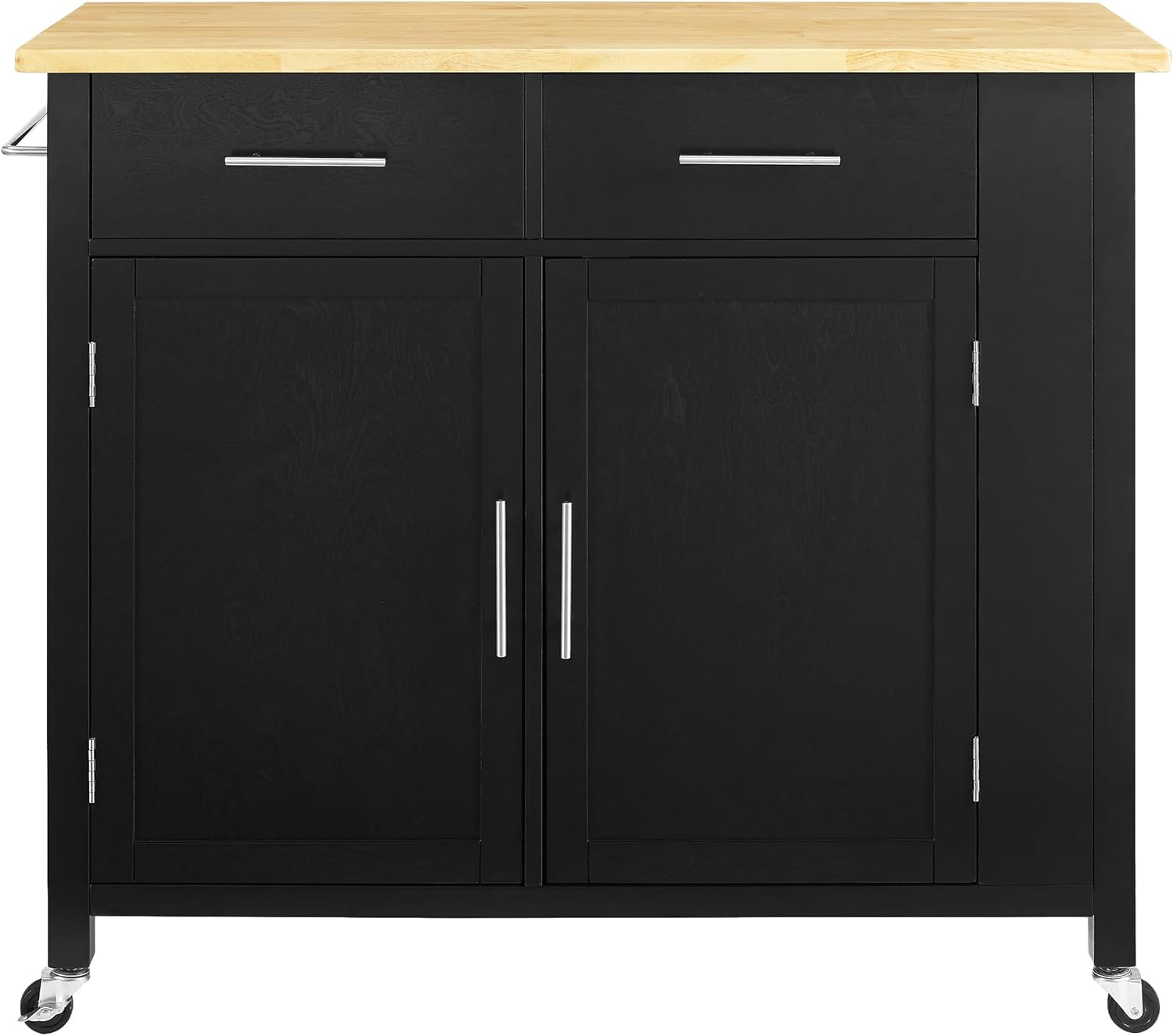 Crosley Savannah Wood Top Kitchen Island Cart in Black