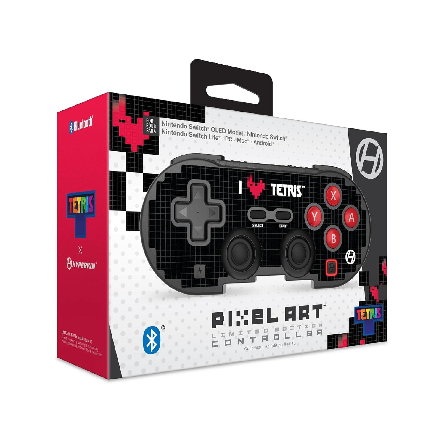 Black Wireless Bluetooth Pixel Art Gaming Controller