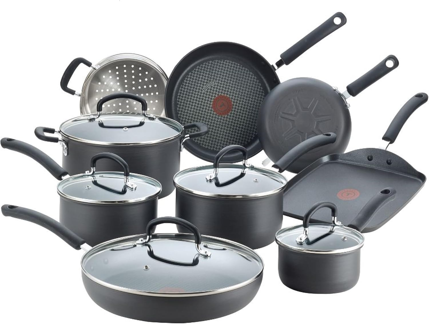 T-fal Ultimate Hard Anodized Non-Stick 14 Piece Cookware Set, Black