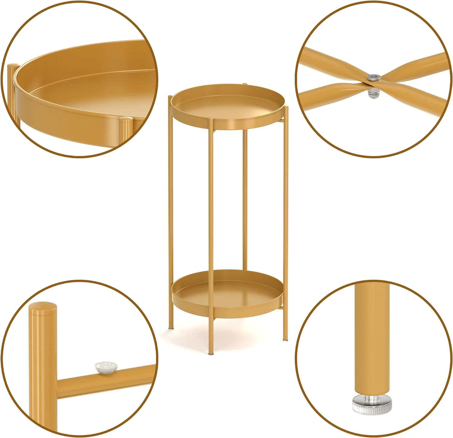 Gold 2-Tier Metal Plant Stand with Round Trays