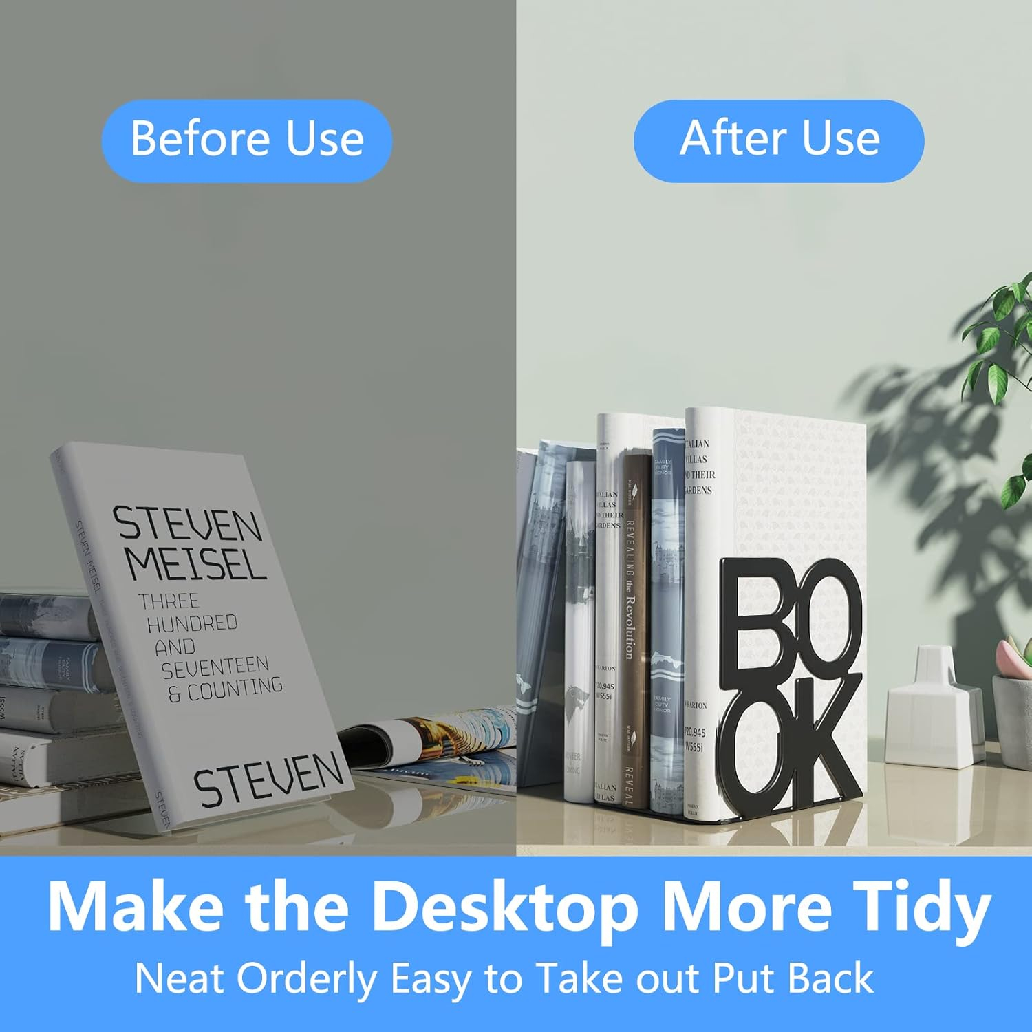 Book Ends,BookEnds Supports for Bookrack Desk,Bookend are Used for Books, Unique Appearance Design,Heavy Duty