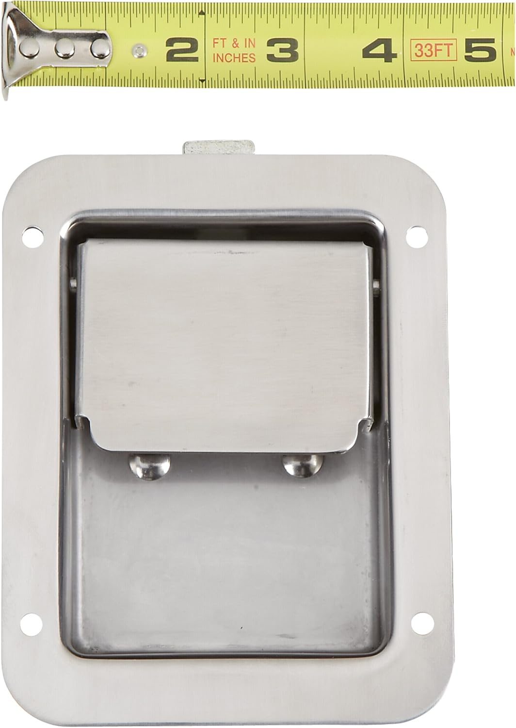 Buyers Products N3885 Non-Locking Standard Flush Single Point Latch, Polished Stainless Steel, Bolt On Mount, Truck Tool Box Latch, Trailer Latch, Camper & RV Latch, Silver